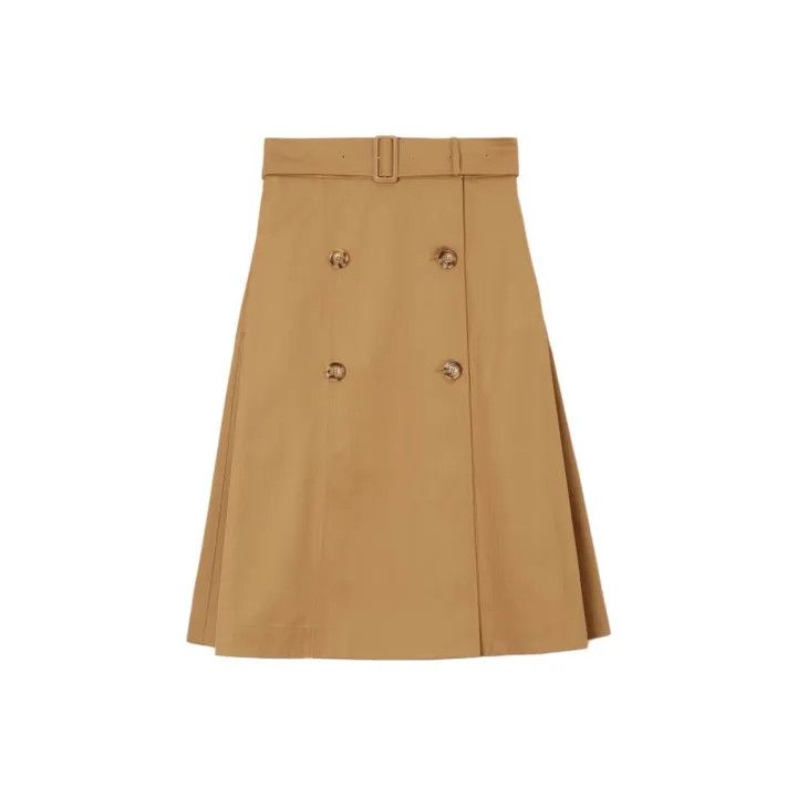 Burberry Solid Button A-Line Midi Skirt 0079