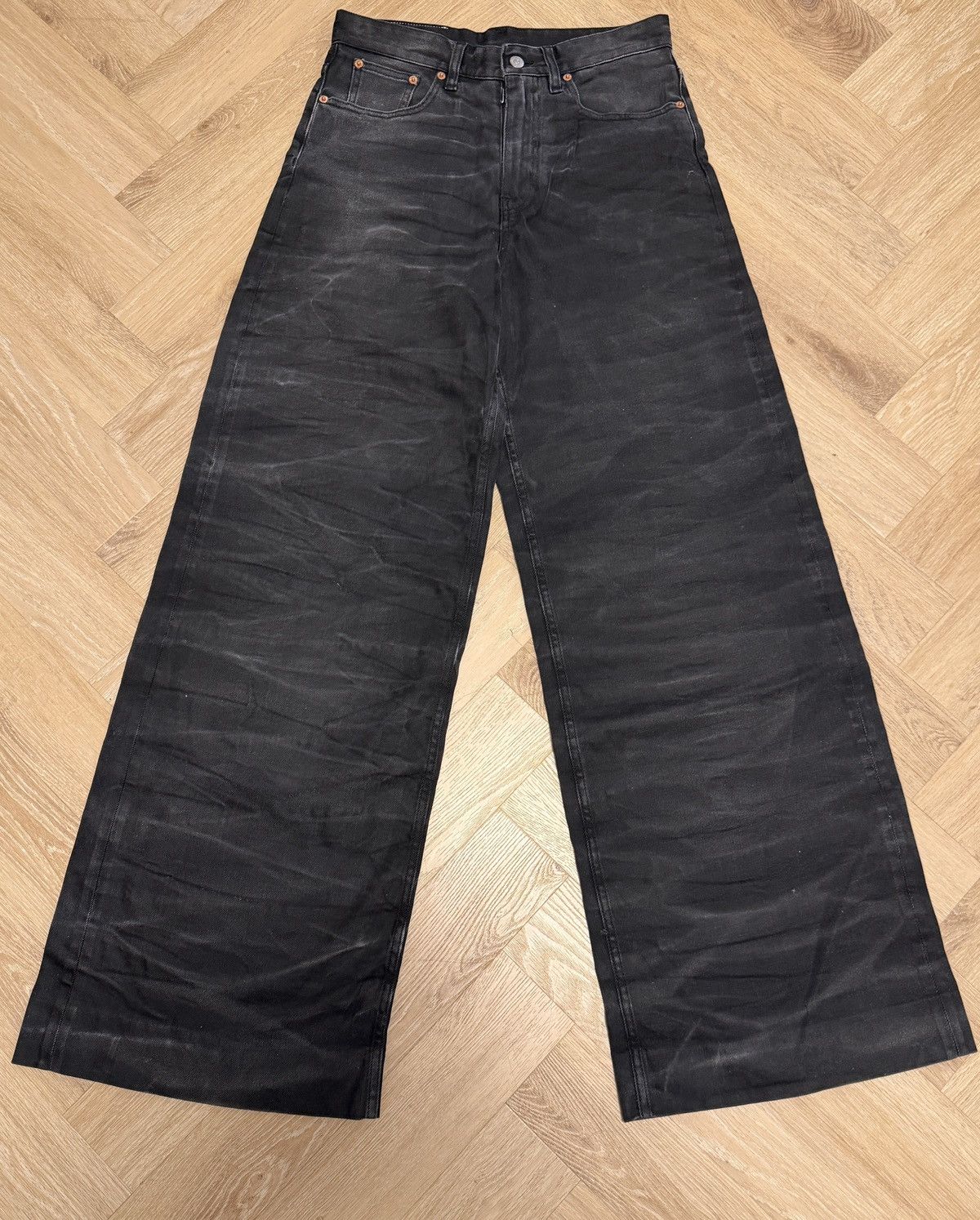 MM6 Crease Effect Wide Leg Jeans Size US 28 / EU 44 - 1 Thumbnail