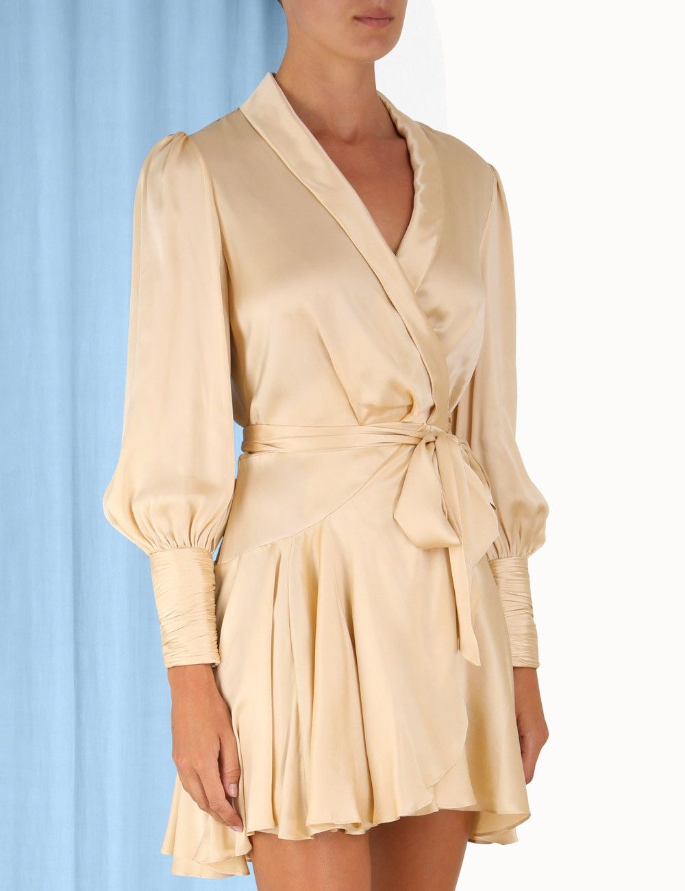 Zimmermann oc11z0425 Silk Wrap Mini Dress in Beige Size M / US 6-8 / IT 42-44 - 5 Thumbnail