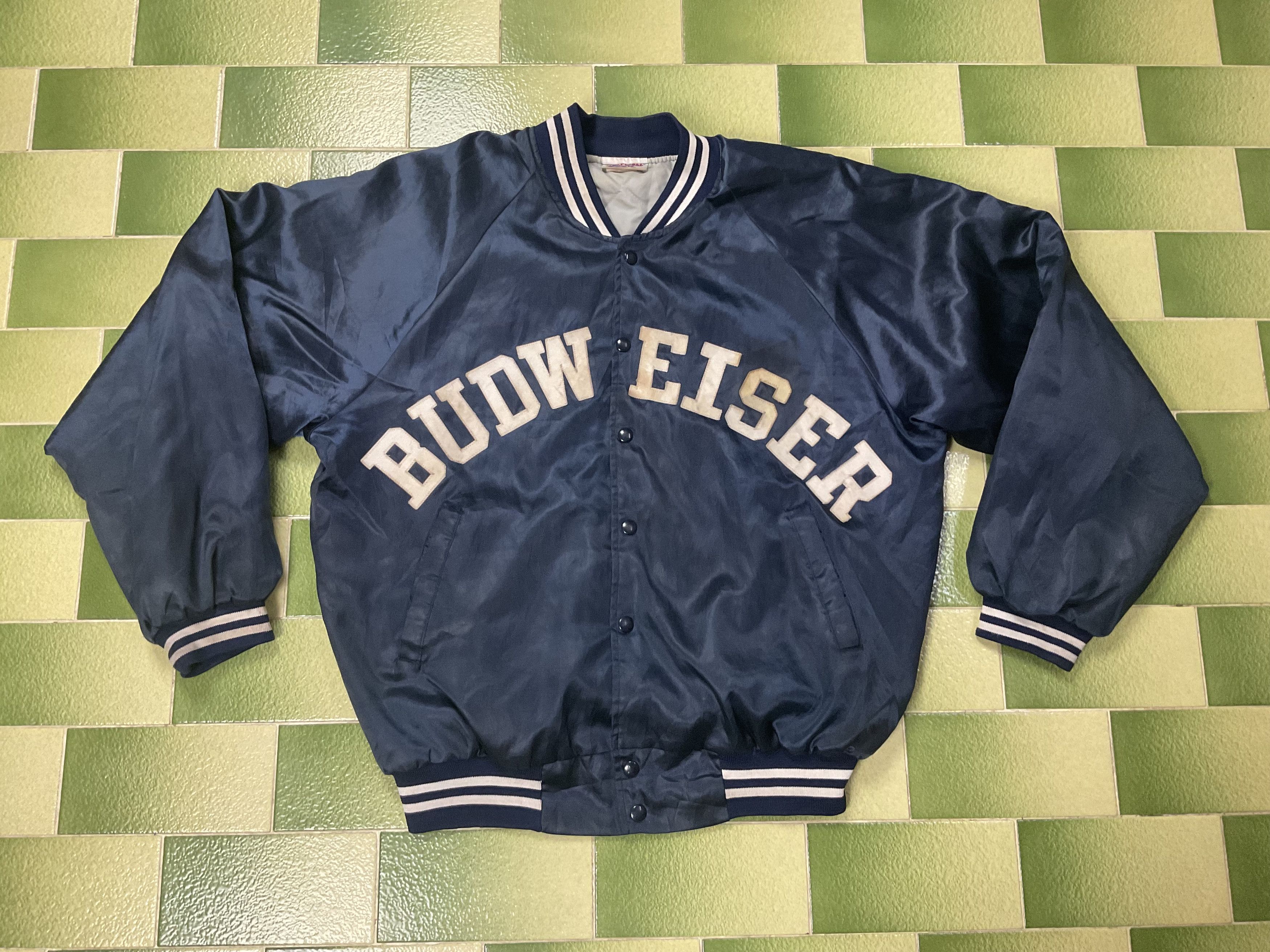 Budweiser Vintage Budweiser Satin Bomber Jacket Snap Button Quilted Size US XL / EU 56 / 4 - 1 Thumbnail