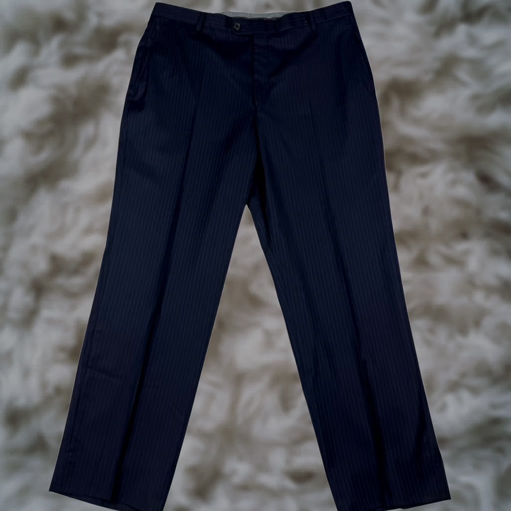 Vintage Hickey Freeman Mens Dress Pants Black Striped • 36x29 Size US 36 / EU 52 - 1 Thumbnail