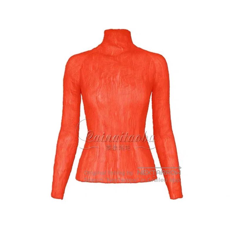 Issey Miyake Issey Miyake Red High Neck Willow Print Long Sleeve Top Size M / US 6-8 / IT 42-44 - 3 Thumbnail