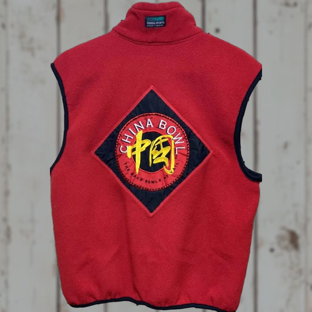 Vintage VINTAGE Vail China Bowl Red Ski Fleece Mens Small by Sierra Sport S Embroidered Vest Fleece Jacket Men Red Logo Zipper Size US S / EU 44-46 / 1 - 1 Thumbnail