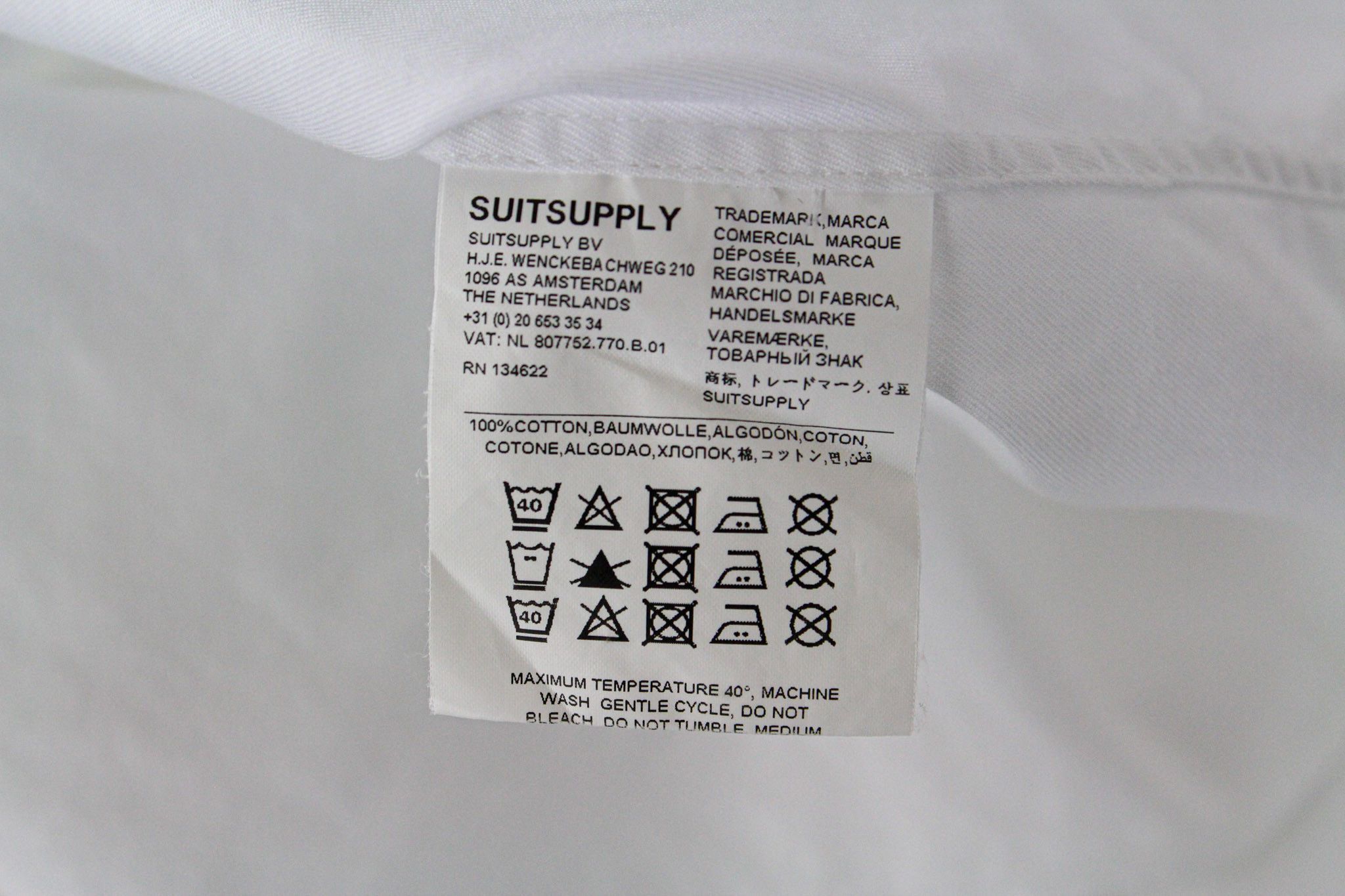 Suitsupply 40L/15 3/4L Slim White Cotton Button-Up 72755 Size 40L - 6 Thumbnail