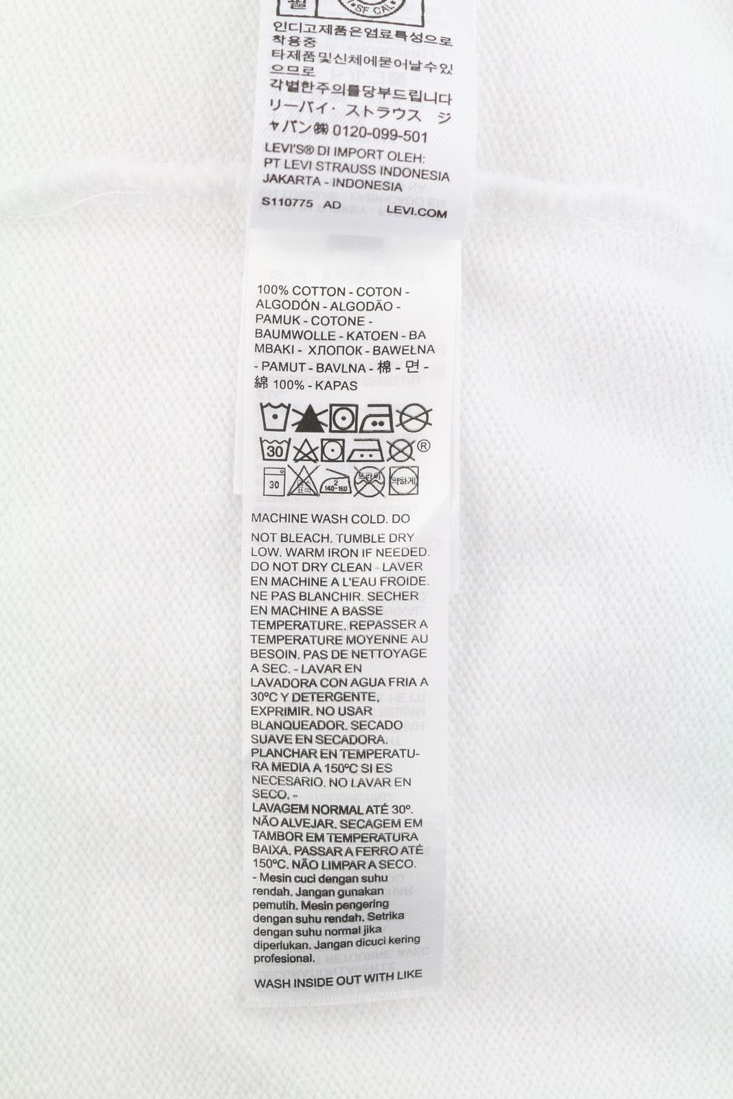 Levi's STANDARD FIT S White Crew Neck Logo Cotton Pullover 87105 Size US S / EU 44-46 / 1 - 8 Thumbnail