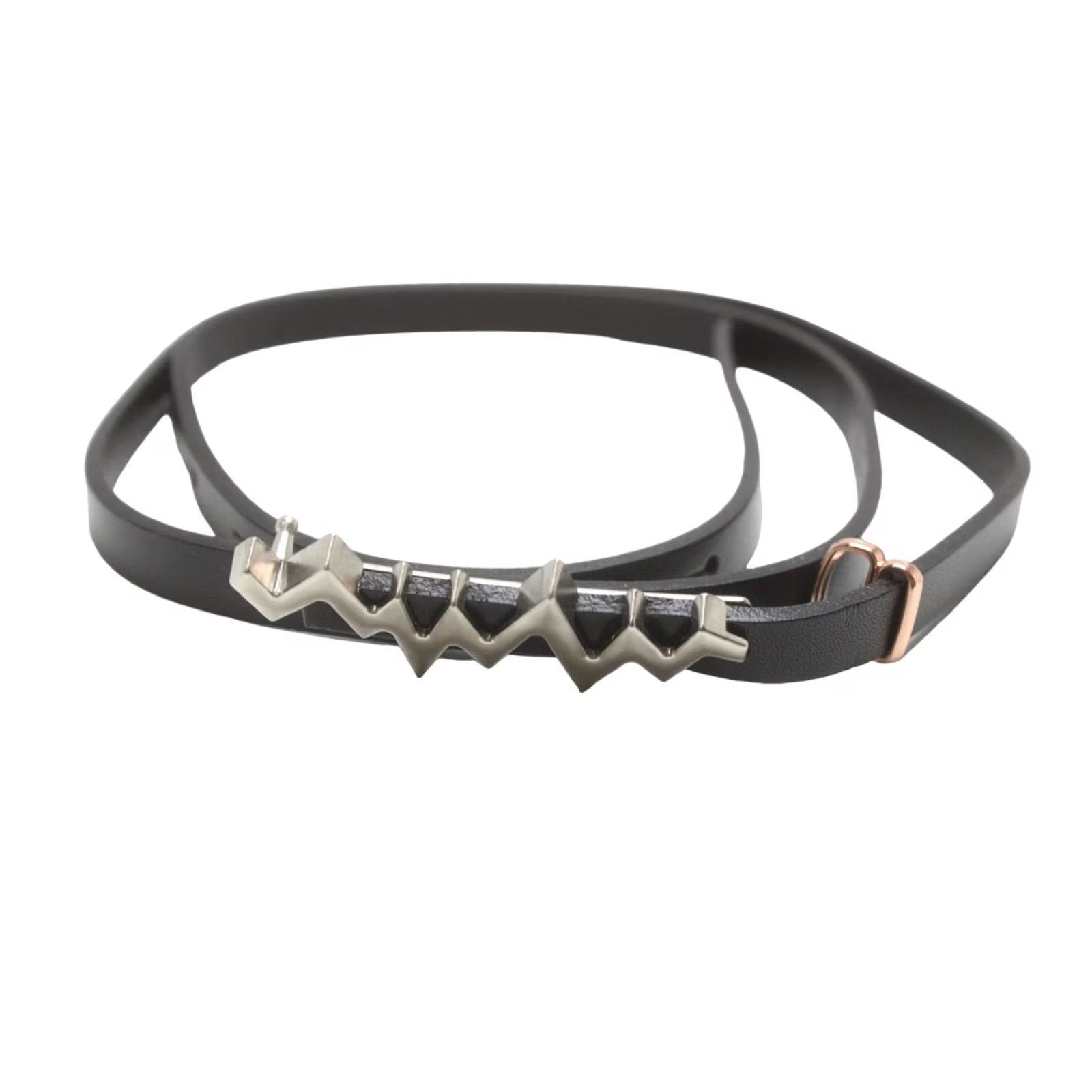 Cop Copine COP COPINE Belt Women's SMALL Leather Press Stud Closure Waist Black Skinny Leather Belt Size ONE SIZE - 5 Thumbnail