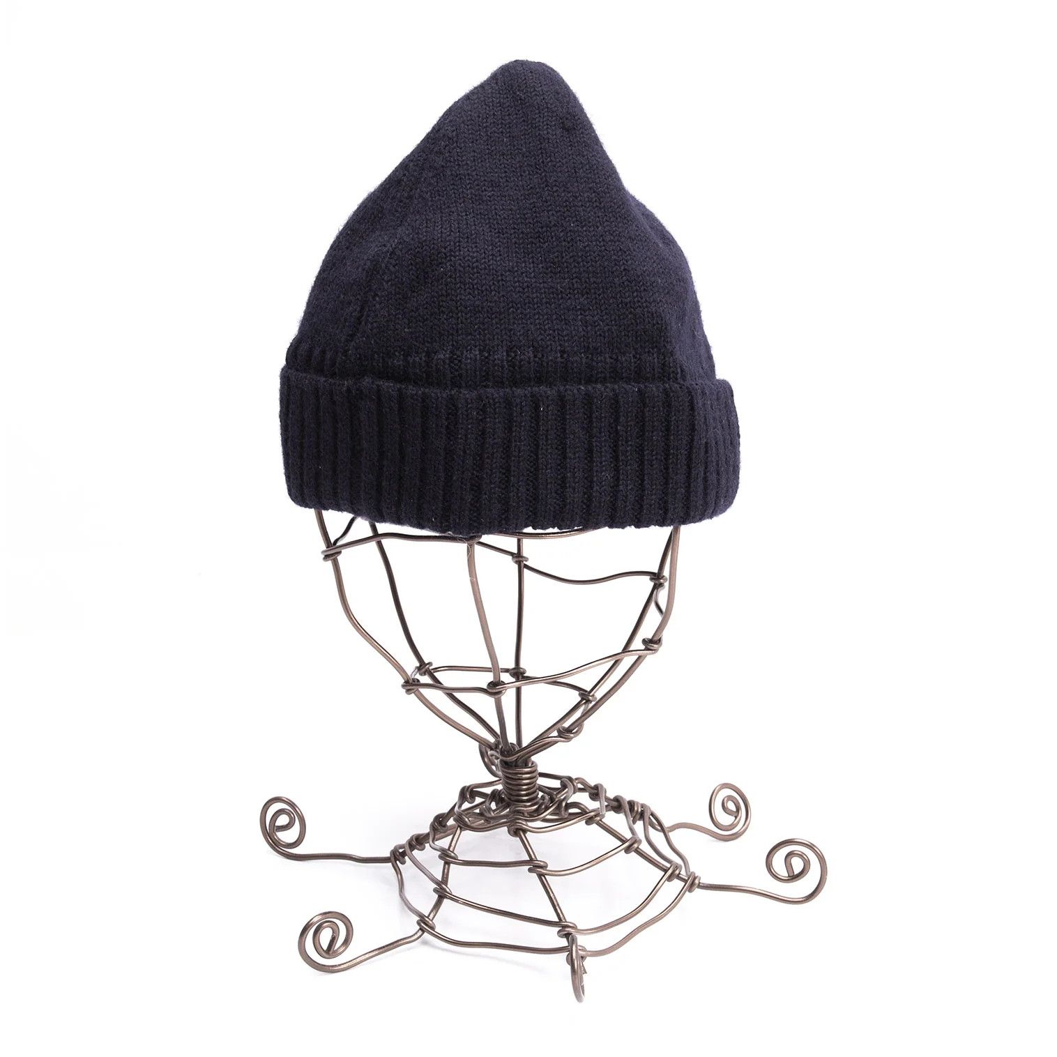 Dries Van Noten Wool Ribbed Knit Cap in Navy Blue Size ONE SIZE - 5 Thumbnail