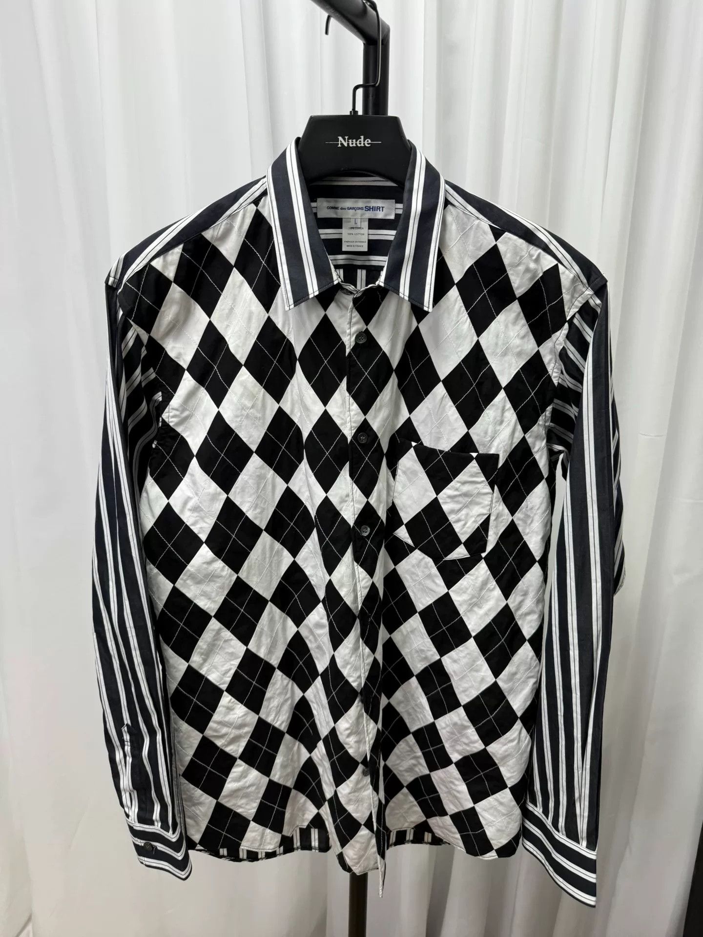 comme des garcons checked shirt in large