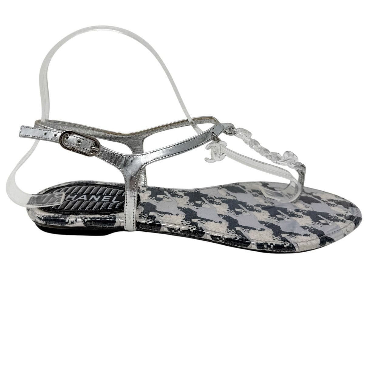 Chanel Chanel Clear Chain CC Logo Houndstooth Thong Sandal size 39 Size US 9 / IT 39 - 11 Thumbnail