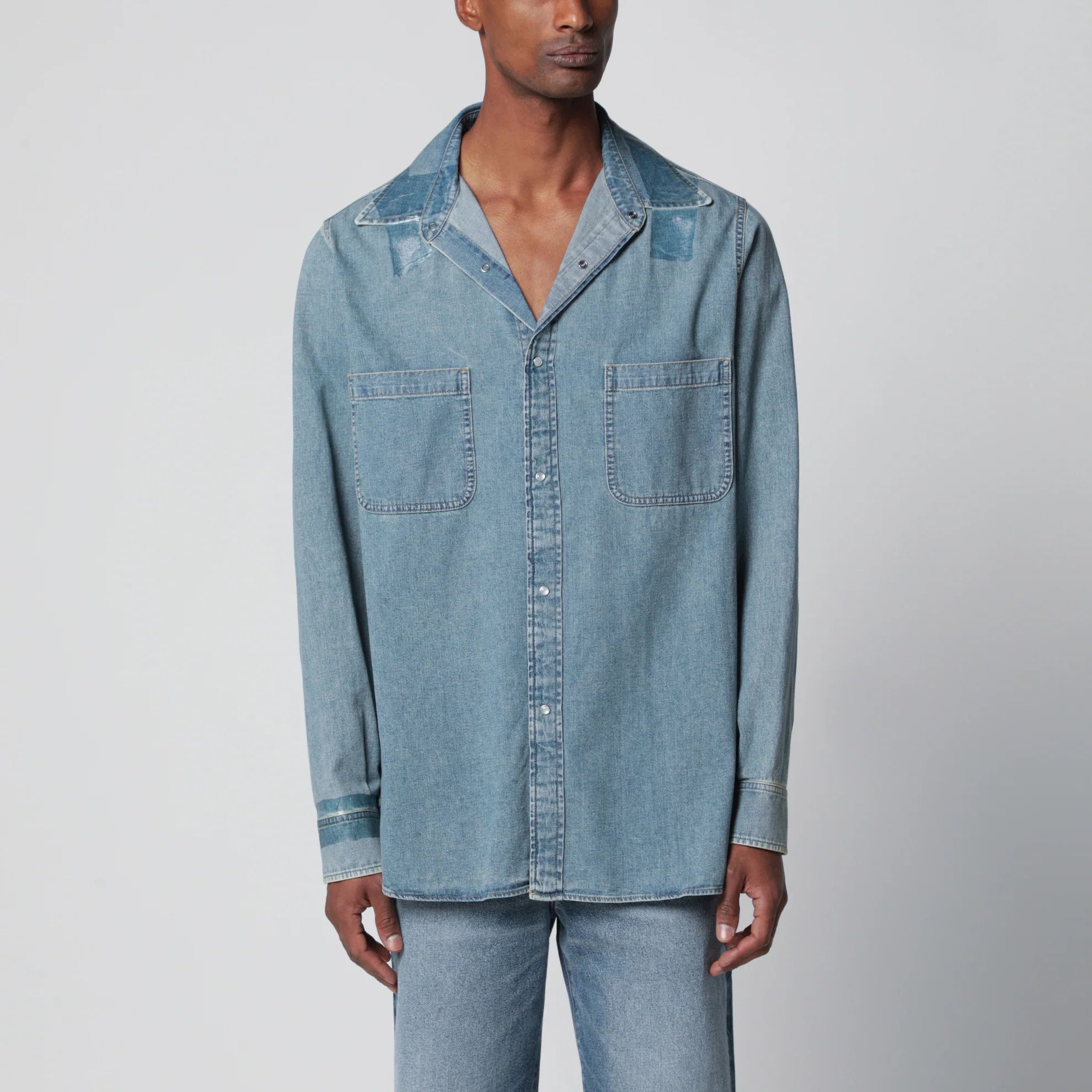 Maison Margiela o1d2blof0526 Denim Shirt in Blue Size US M / EU 48-50 / 2 - 3 Thumbnail