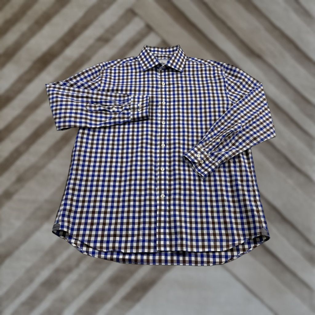 Todd Snyder Todd Snyder Dress Shirt Mens 16.5 32 33 Long Sleeve Plaid Check Button Down Multicolor 100% Cotton Non-Iron Regular Collar Spread Barrel Cuff Size 46R - 1 Thumbnail