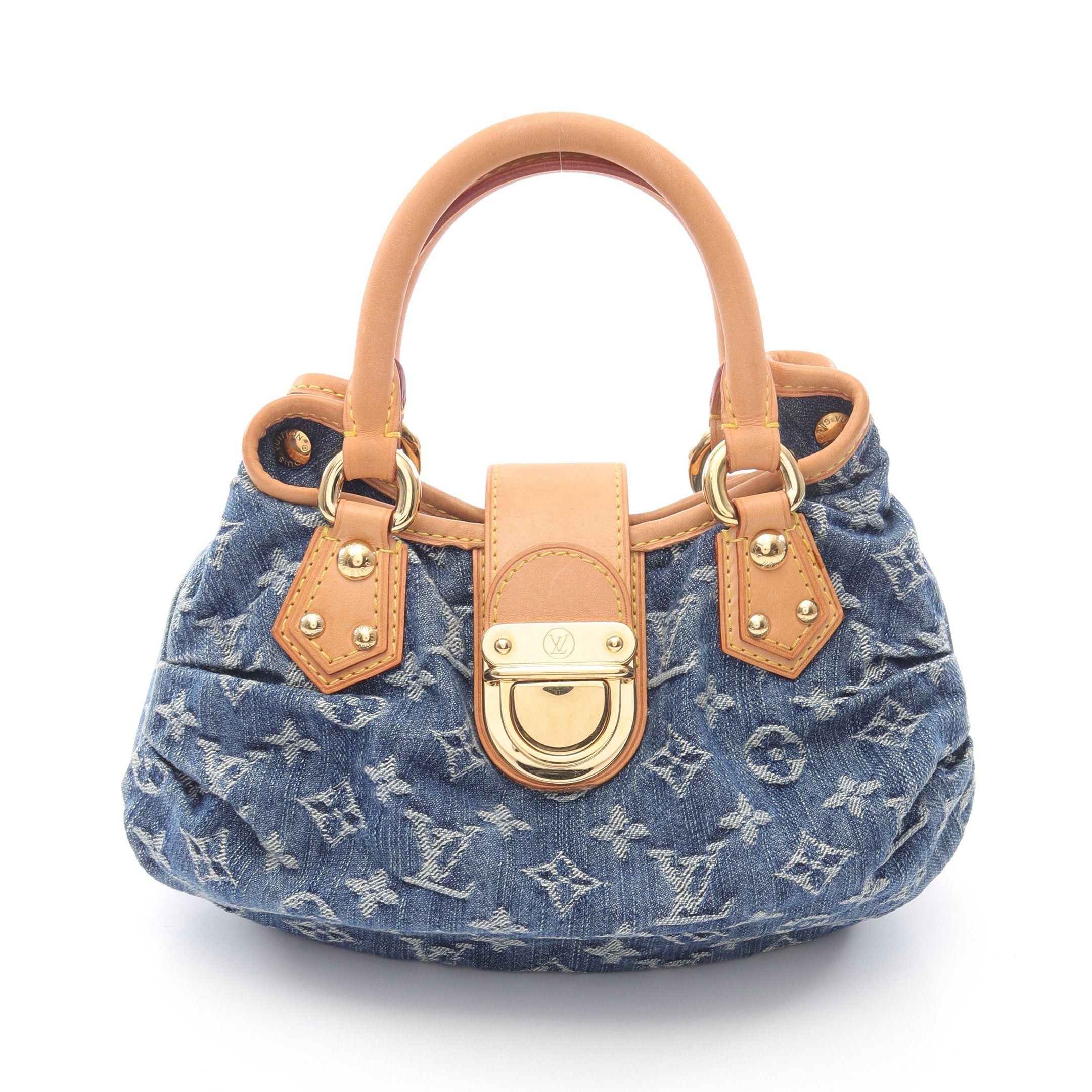 Louis Vuitton Louis Vuitton Preeti Monogram Denim Handbag Leather Blue Size ONE SIZE - 1 Thumbnail