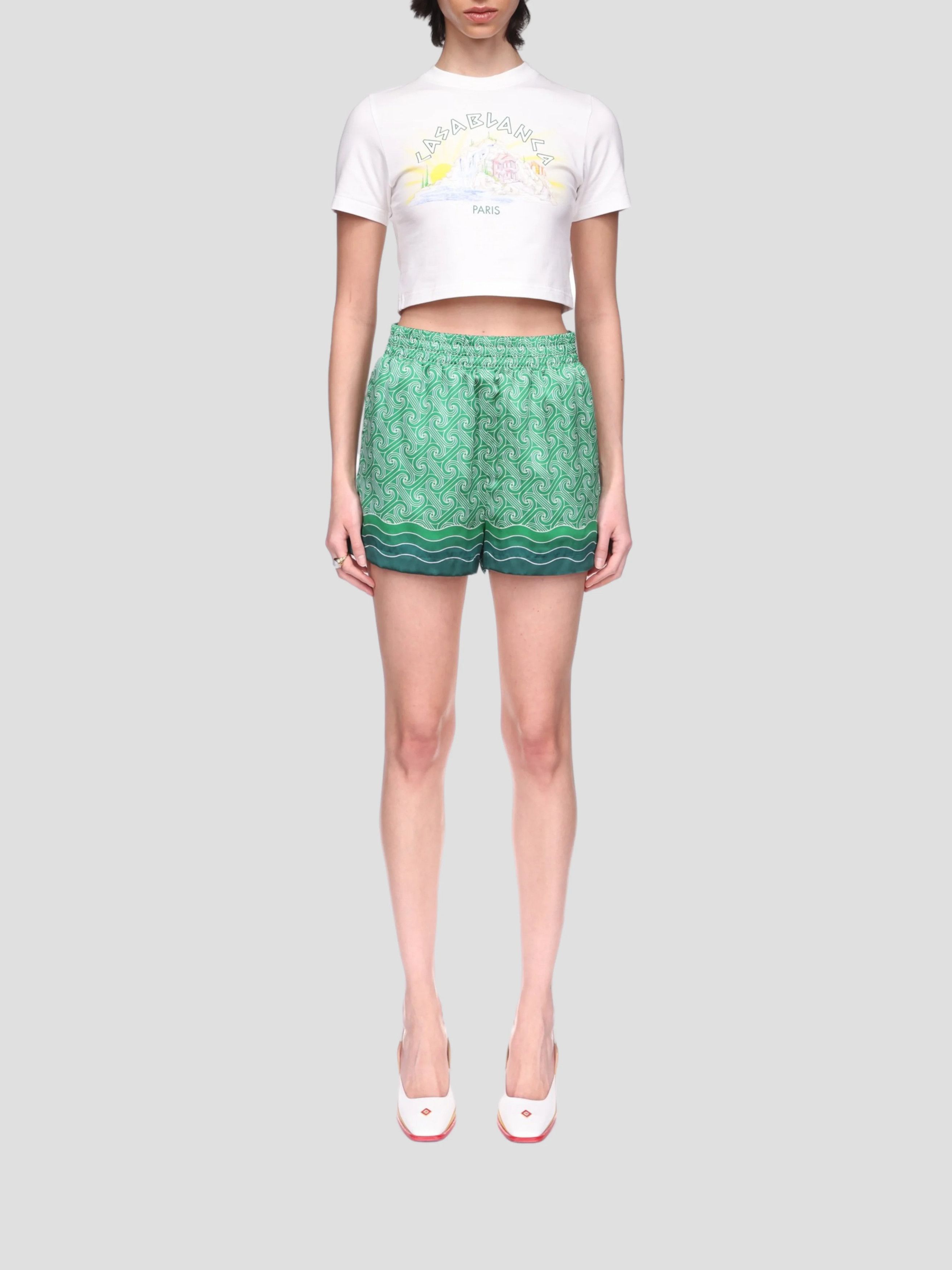 Casablanca o1mle0326 Drawstring Shorts Column in Monogram Green Size US 40 / EU 56 - 5 Thumbnail