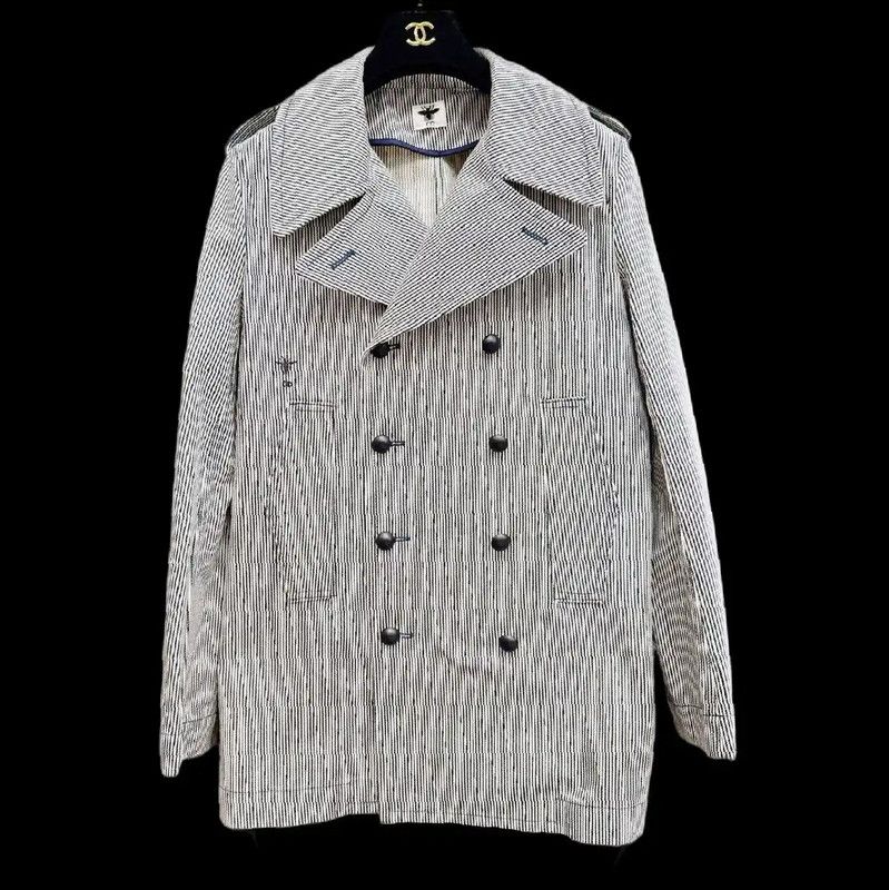 Dior Dior Black Striped Cotton Mid-Length Trench Coat 0089 Size XL / US 12-14 / IT 48-50 - 1 Thumbnail