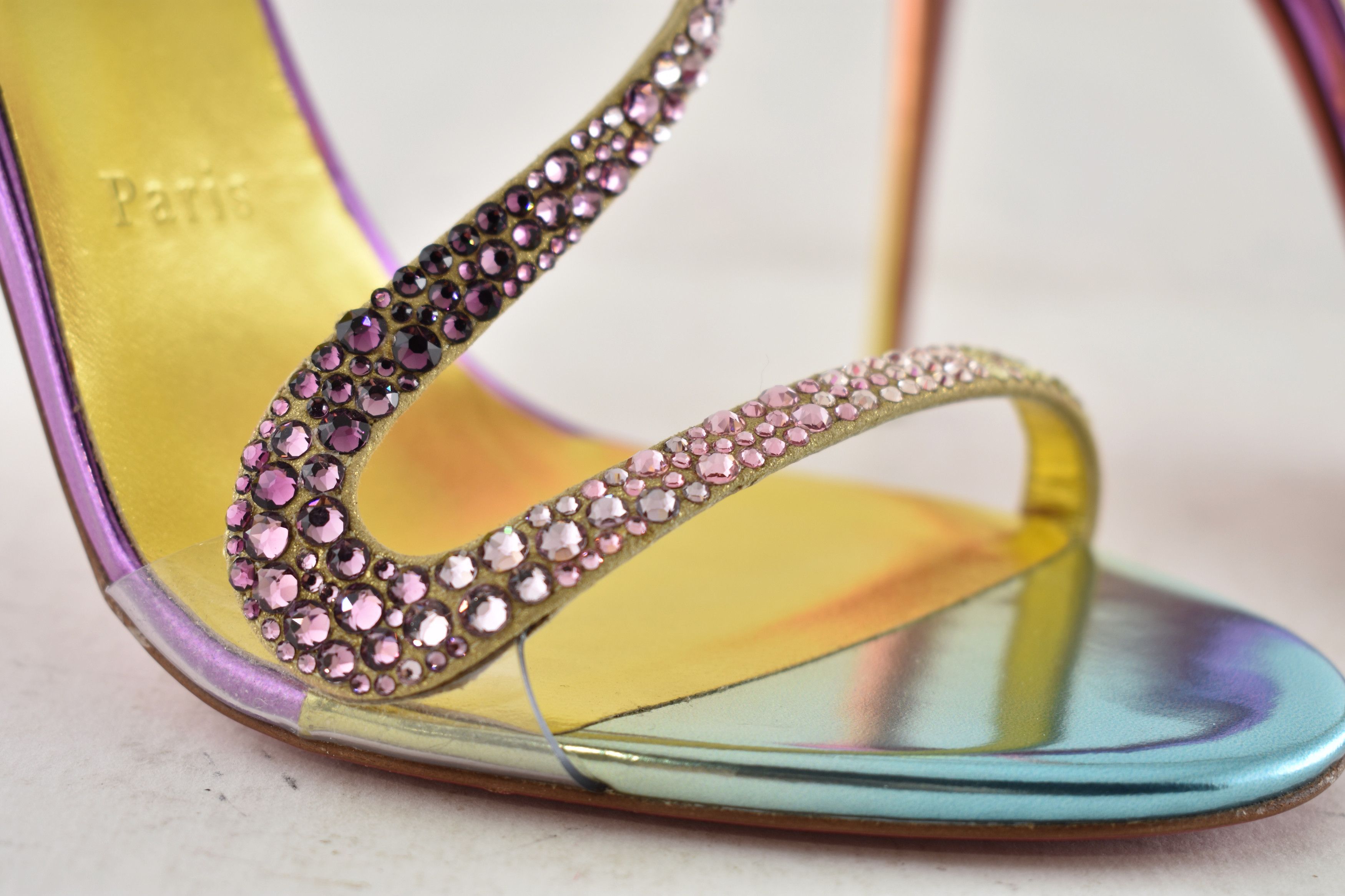 Christian Louboutin Rosalie Strass Boreal 100 Ankle Strap Sandal Heel Pump 40 Size US 10 / IT 40 - 8 Thumbnail