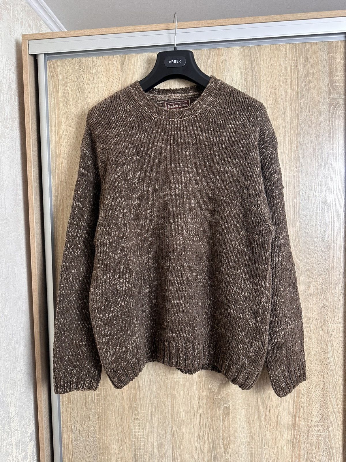 Marlboro Classics 🔥 Marlboro Classics Knit Sweater Pullover Wool Cotton Brown Size US L / EU 52-54 / 3 - 4 Thumbnail