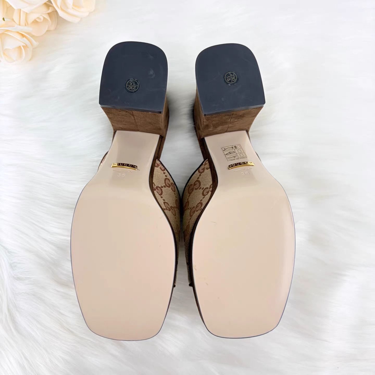 Gucci Gucci GG Monogram Horsebit Block Heel Sandals K15 Size US 6 / IT 36 - 7 Thumbnail
