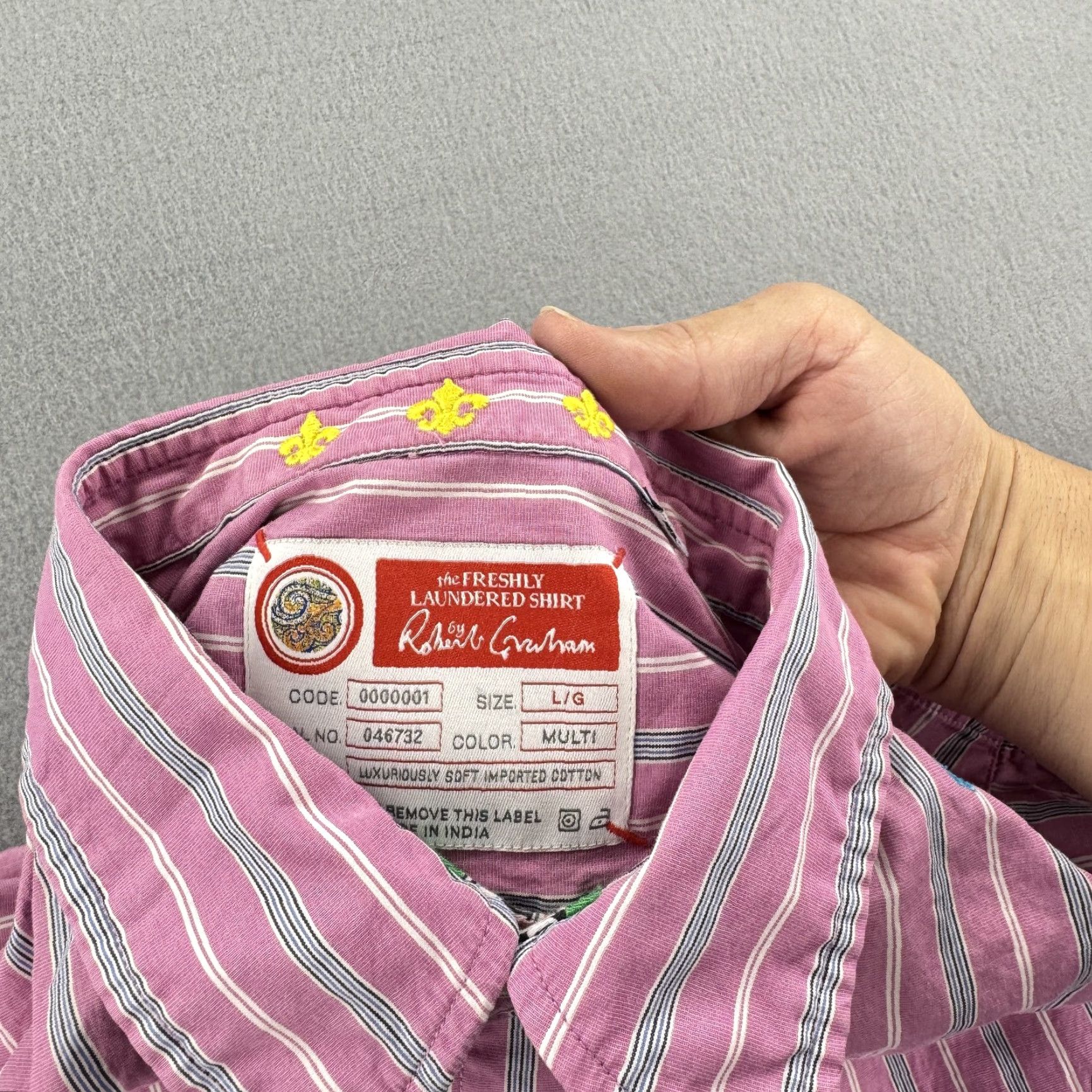 Robert Graham Robert Graham Shirt Mens Large Pink Striped Embroidered Button Up Flower Casual Size US L / EU 52-54 / 3 - 3 Thumbnail