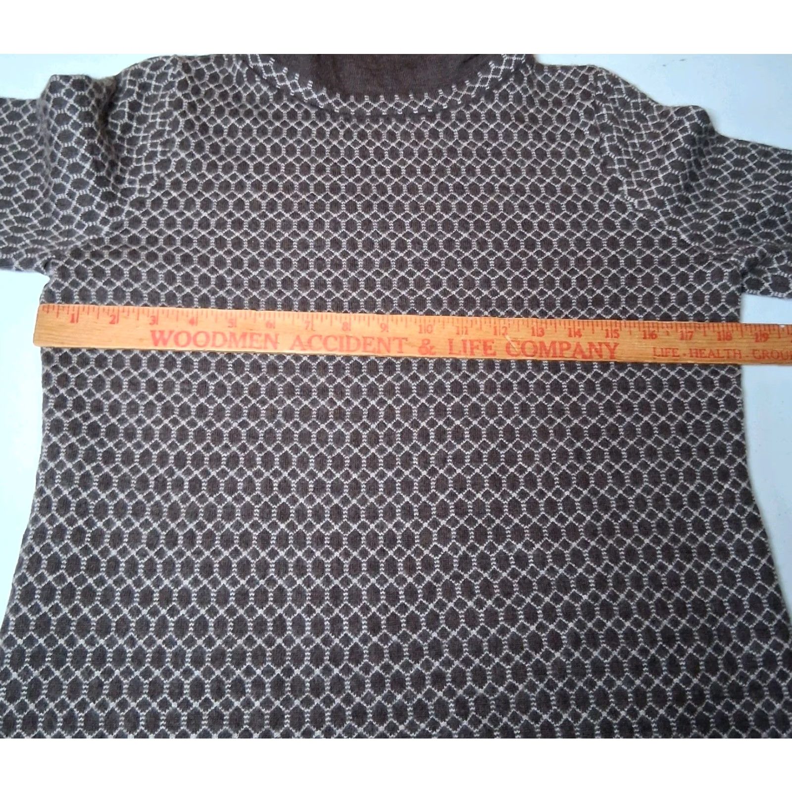 Talbots Talbots Petites Merino Wool Sweater Women PL Brown Geometric Nature Casual 3/4 Sleeve High Neck Pullover Winter Fall Spring Knit Dry Clean Only Mens? Size L / US 10 / IT 46 - 5 Thumbnail