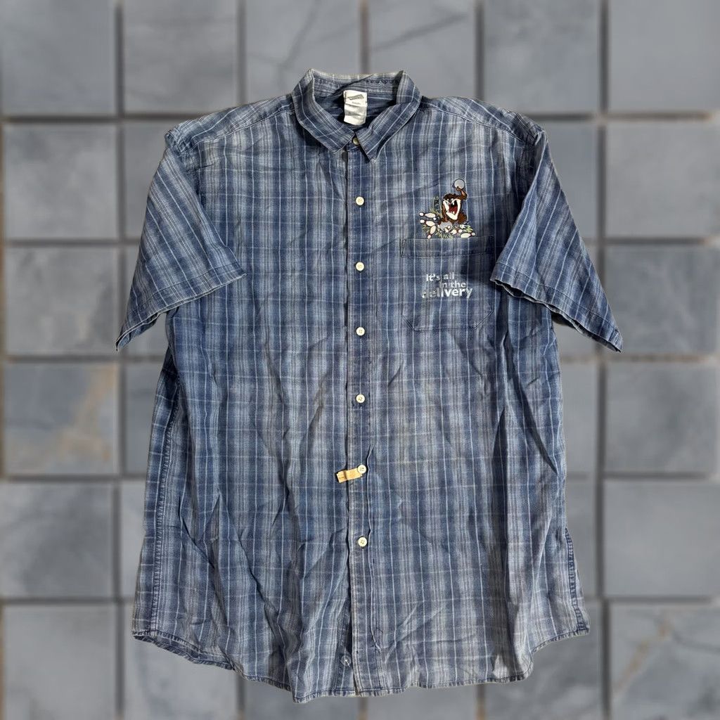 Vintage VINTAGE Warner Bros Studio Store Shirt Mens Large Blue Tasmanian Devil Bowling Size US L / EU 52-54 / 3 - 1 Thumbnail