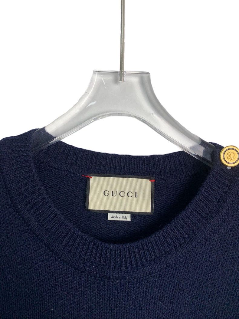 Gucci Gucci Tiger head embroidered navy blue sweater 2502-Nextarr Size US S / EU 44-46 / 1 - 3 Thumbnail