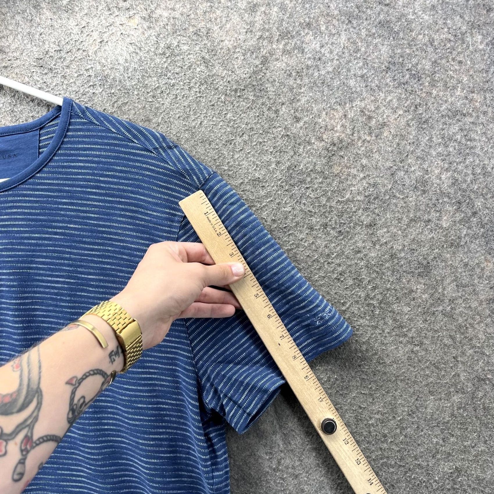 John Varvatos John Varvatos Shirt Mens Large Blue Stripe Crewneck Soft Knit Casual Tee Size US L / EU 52-54 / 3 - 7 Thumbnail