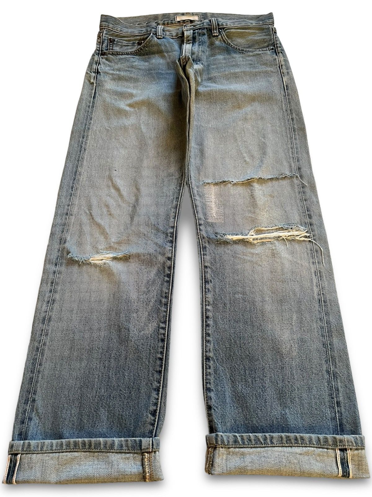 Japanese Brand × Uniqlo Vintage Japanese Uniqlo Selvedge Faded Wash Loose Jeans Size US 31 - 1 Thumbnail