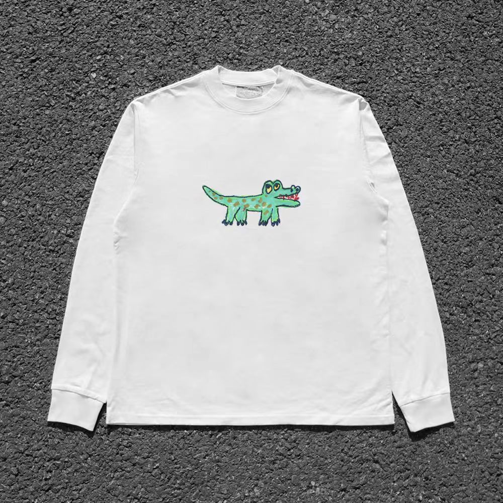 Vintage White washed vintage crocodile print long-sleeved t-shirt Size US M / EU 48-50 / 2 - 1 Thumbnail