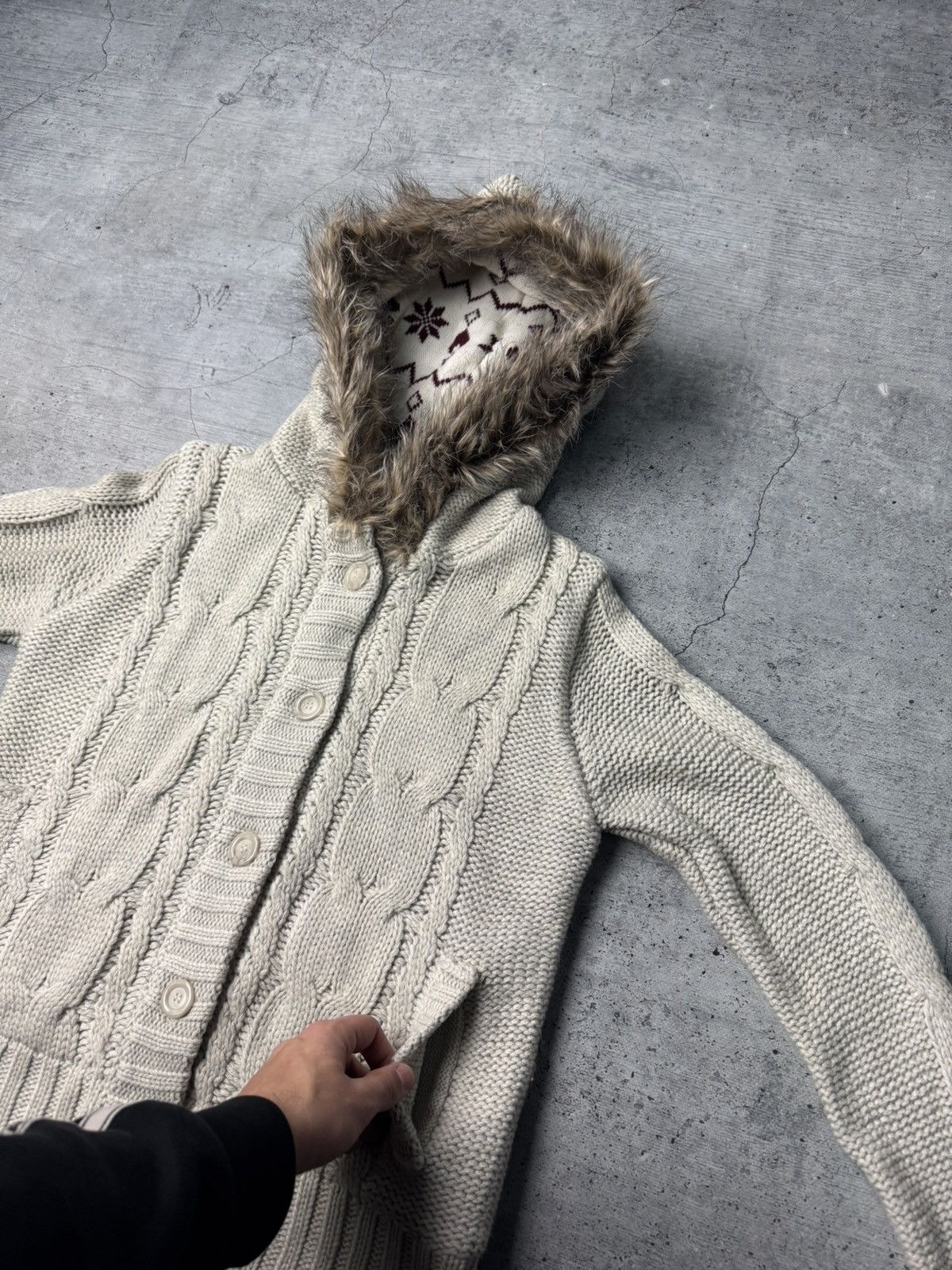 If Six Was Nine Vintage Japan Y2K Knitted Hooded Faux Fur Zip Sweater Size US S / EU 44-46 / 1 - 6 Thumbnail