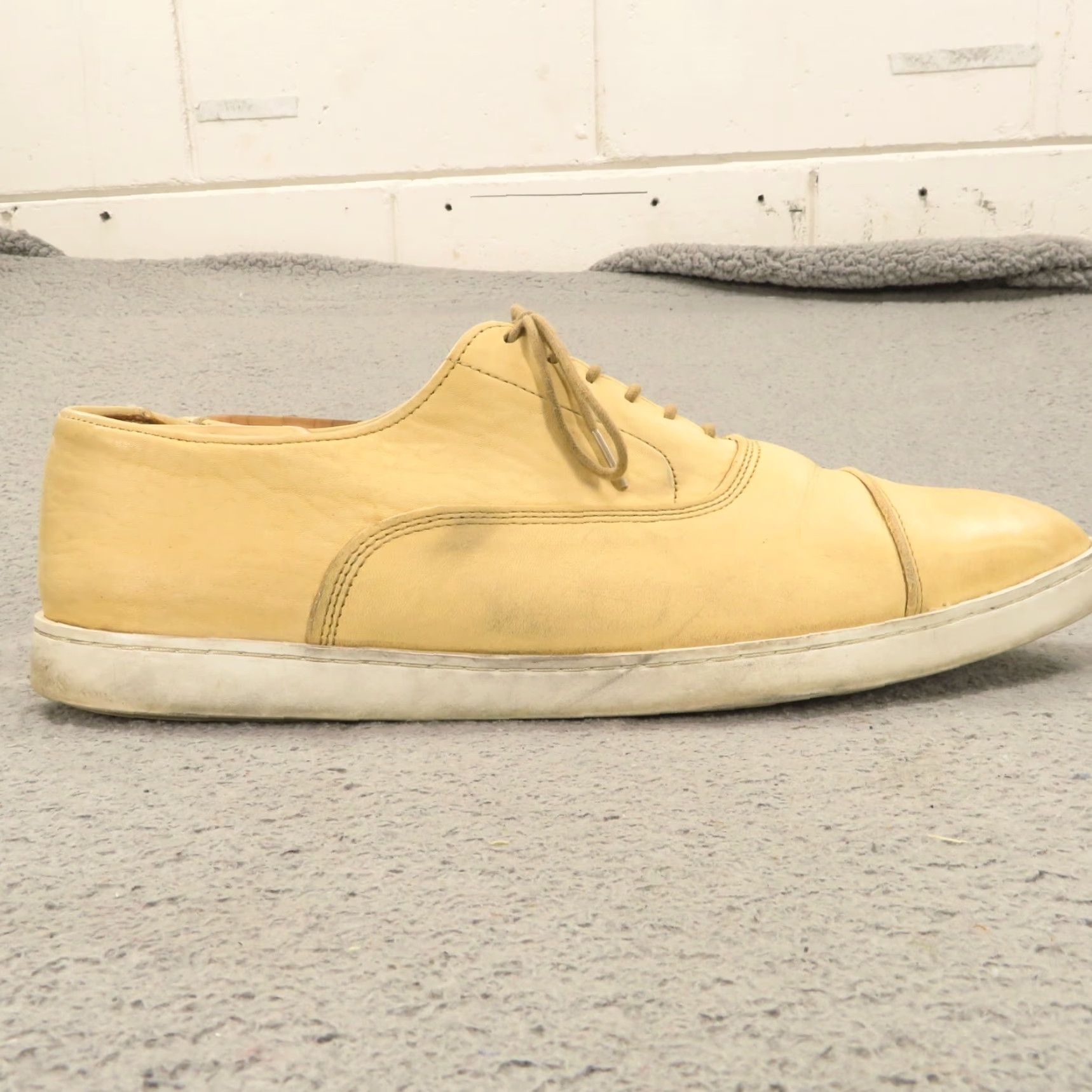 Allen Edmonds VINTAGE Allen Edmonds Shoes Men 11 E Park Avenue Courtside Sneakers Cream Parchment Bone Oxford Leather Dress Size US L / EU 52-54 / 3 - 6 Thumbnail