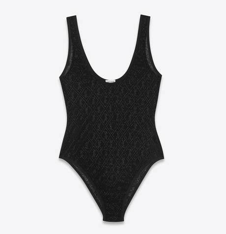 image of Saint Laurent Paris Oc11Z10524 Bodysuit In Black, Women's (Size Medium)