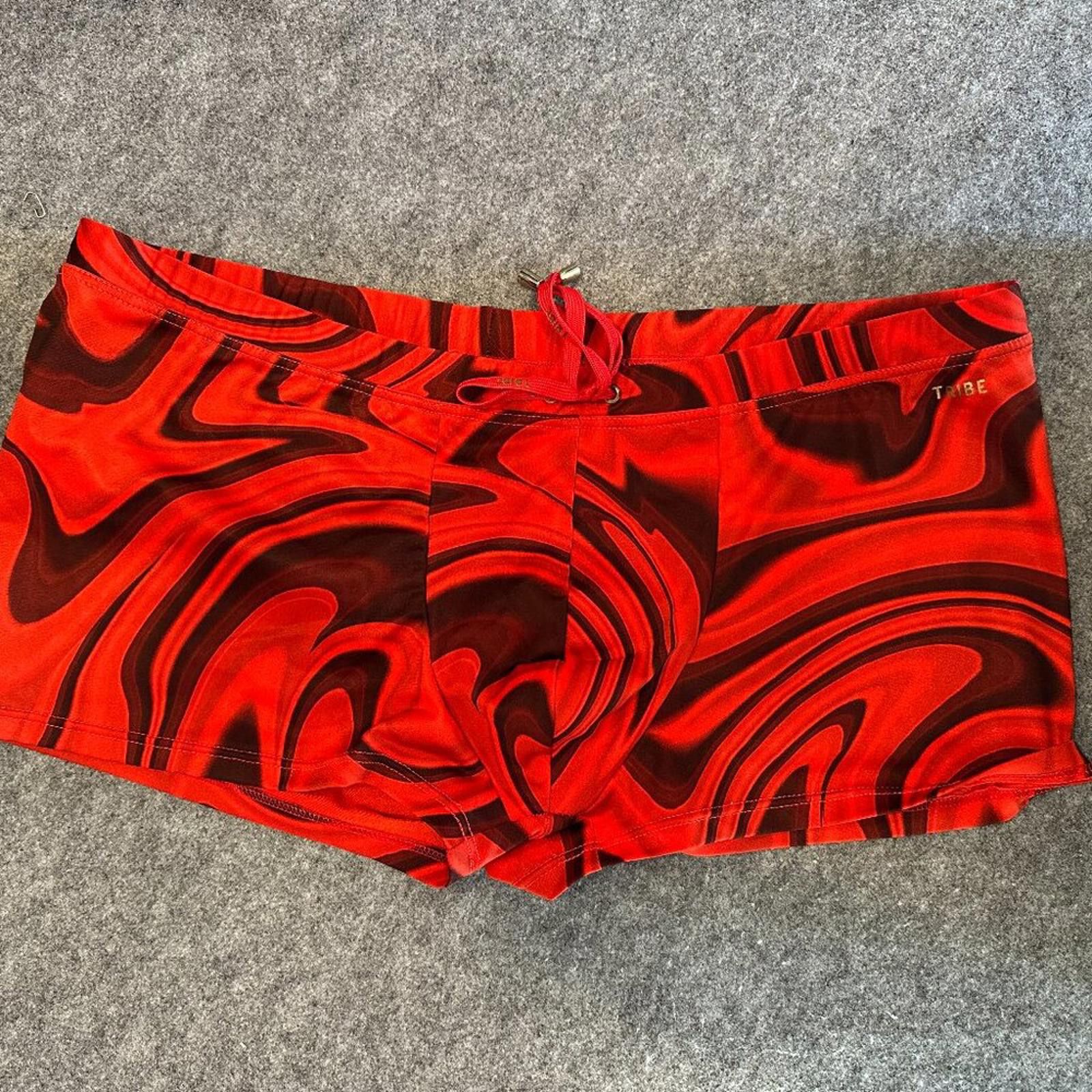 Tribal Streetwear Tribe Men’s Swim Shorts – Size 3XL – Red Swirl Print Size US 44 / EU 60 - 1 Thumbnail