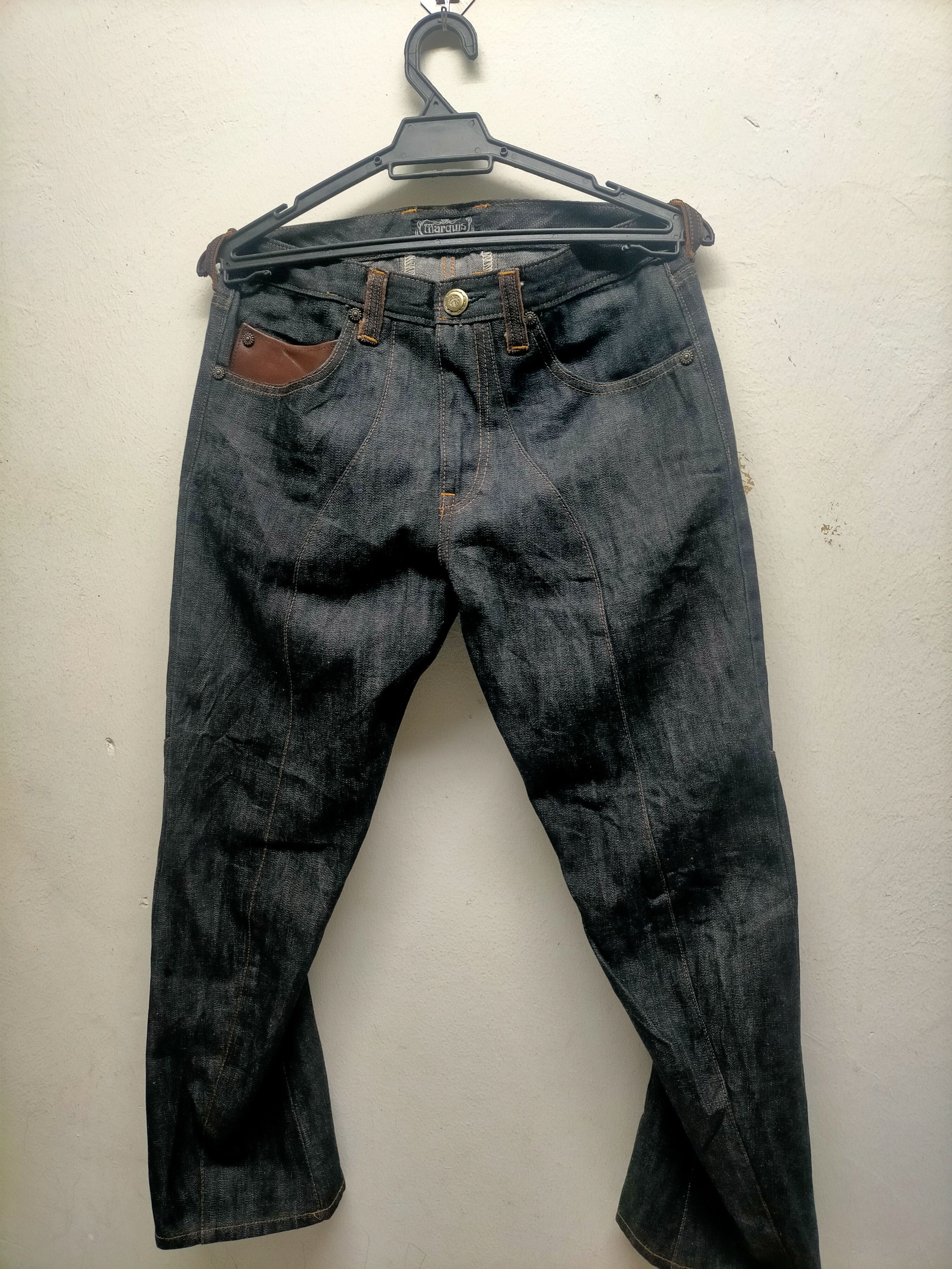If Six Was Nine × Le Grande Bleu (L.G.B.) × Yoshiyuki Konishi Vintage Obelisk Flare Leather Denim Size US 32 / EU 48 - 4 Thumbnail