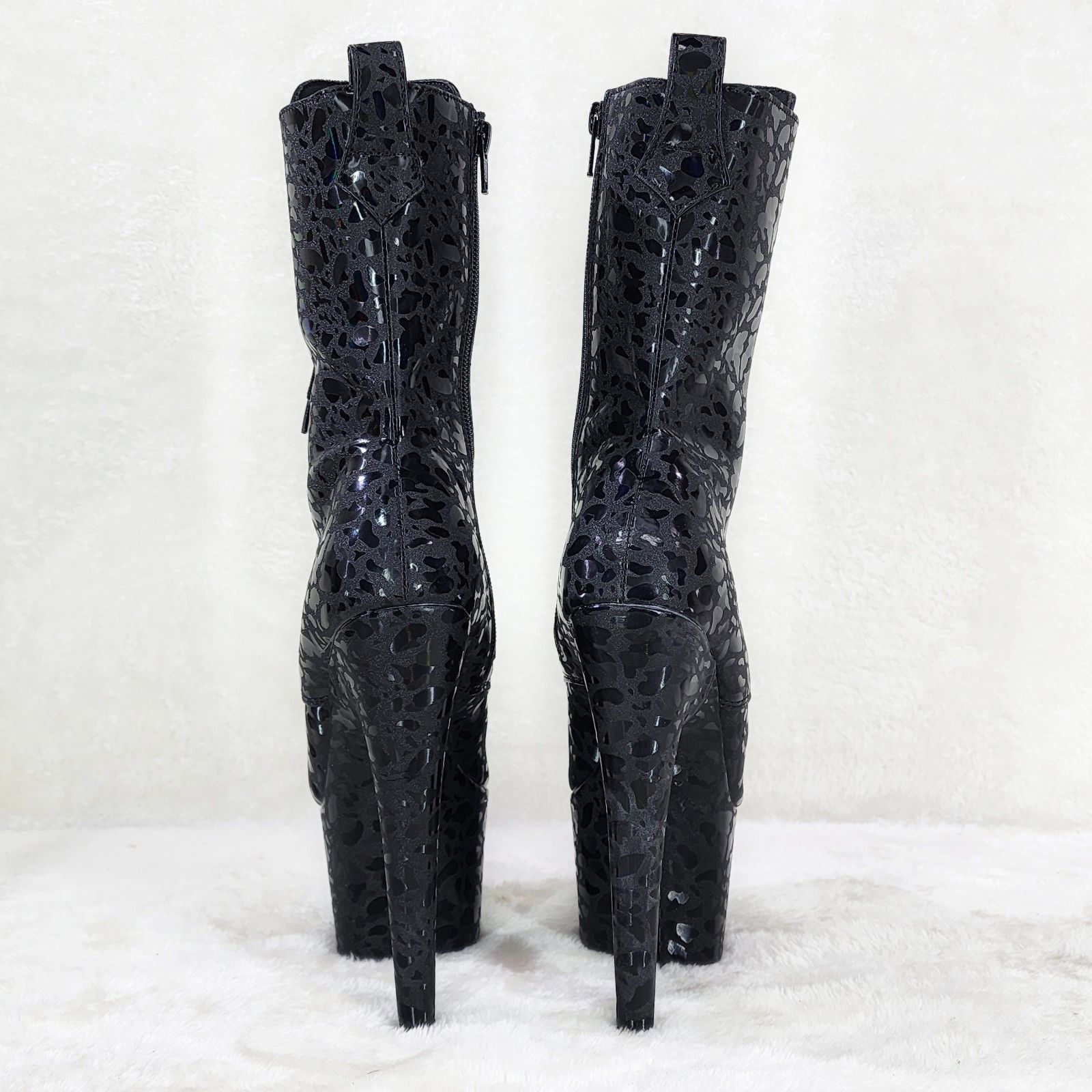 Other Adore 1040 Black Leopard Hologram 7" High Heel Platform Mid Size US 11 / IT 41 - 3 Thumbnail