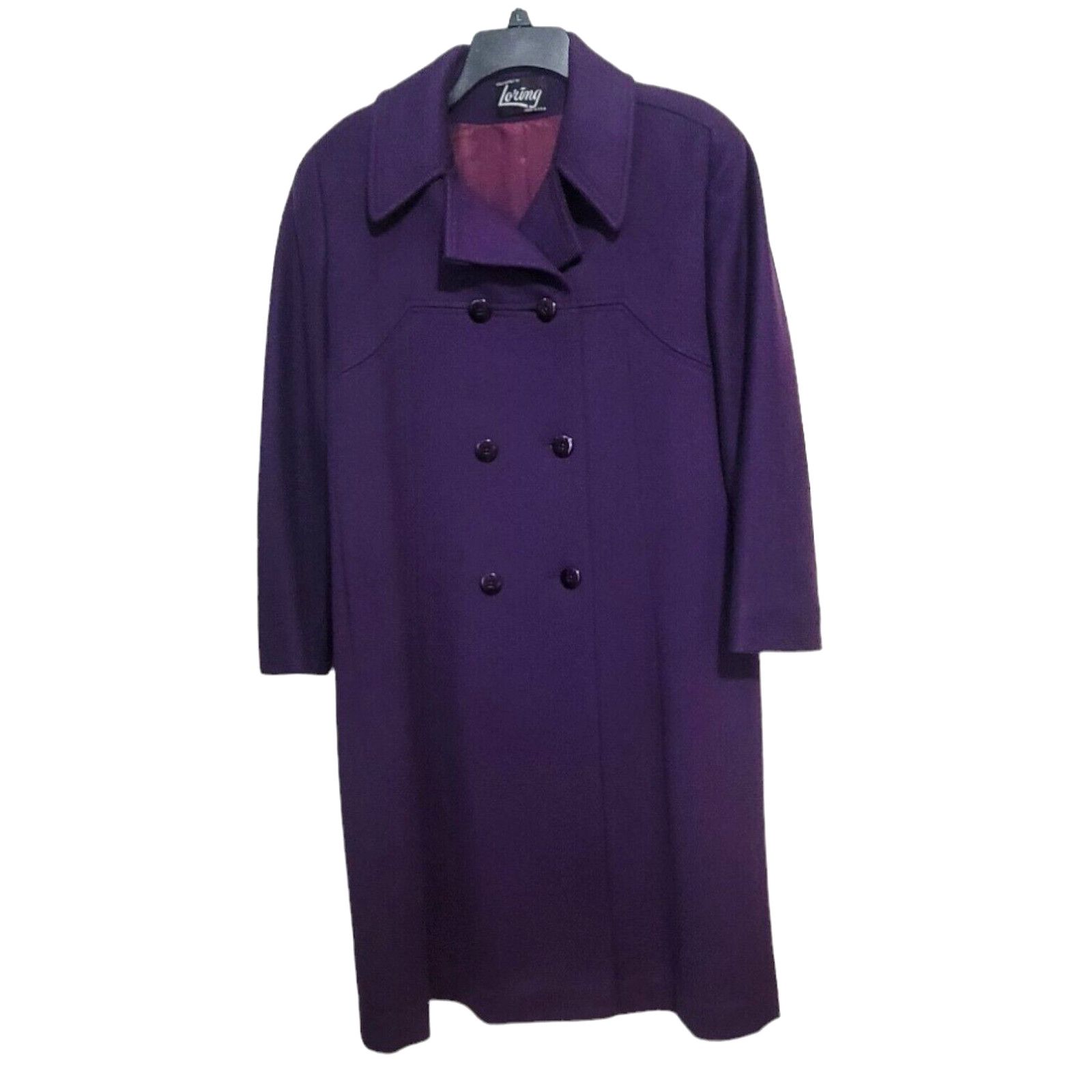 image of Name Loring Women 100% Wool Coat Made In Usa - Size L in Purple