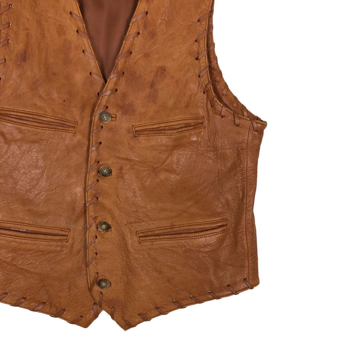 Genuine Leather 🔥Vintage Leather Biker Vest Jacket Daf Japan Issey Miyake Size US L / EU 52-54 / 3 - 5 Thumbnail