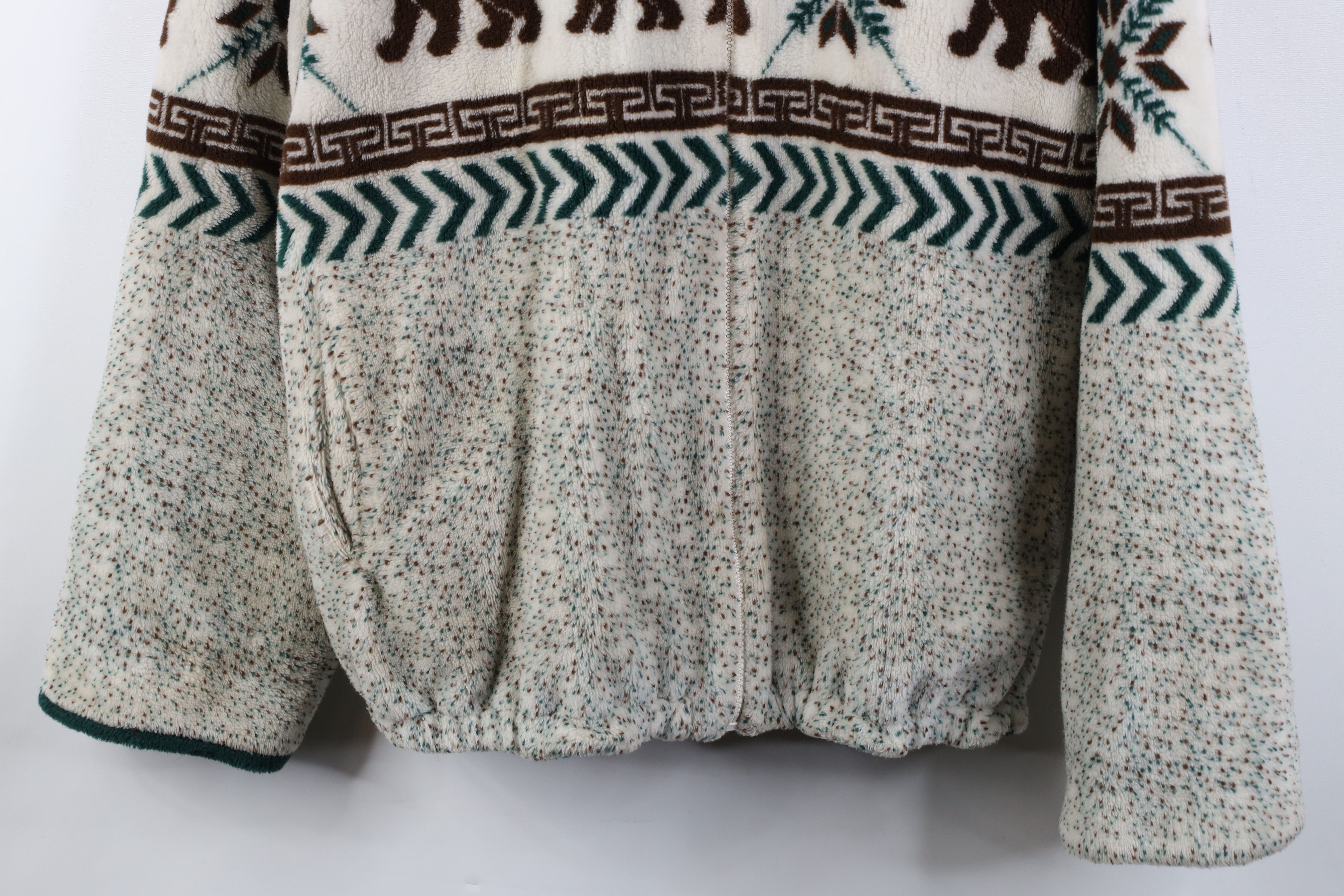 Vintage Vintage 90s Streetwear All Over Print Hooded Fleece Jacket Size L / US 10 / IT 46 - 3 Thumbnail