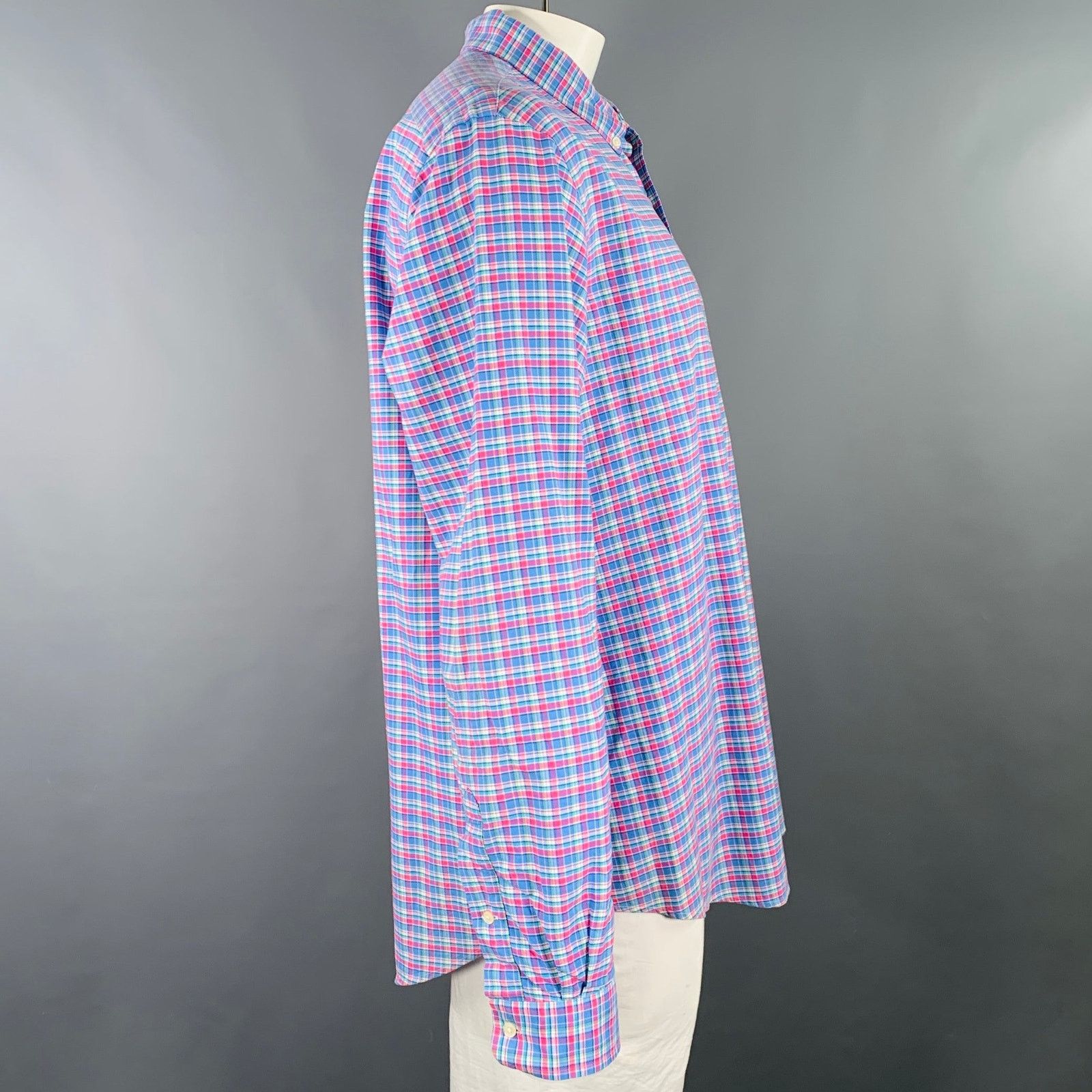 Ralph Lauren Blue Pink Plaid Cotton Button Down Long Sleeve Shirt Size US XXL / EU 58 / 5 - 4 Thumbnail