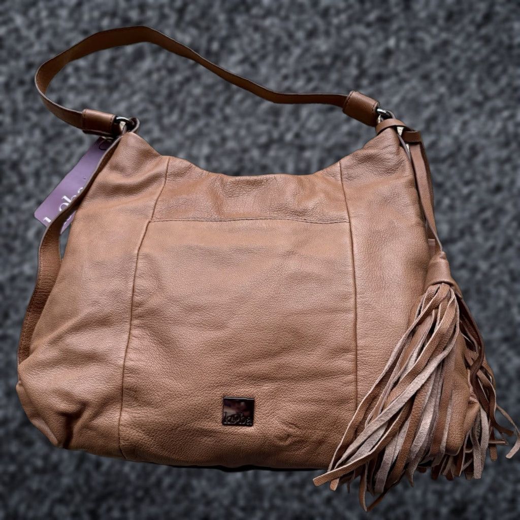 Vintage Kooba Seneca Hobo Leather Bag Tassels Tobacco Leather Gold Hardware Shoulder Bag Zip 12”x16.5”x5.25” Women/Adult Casual Business BoHo Size ONE SIZE - 1 Thumbnail