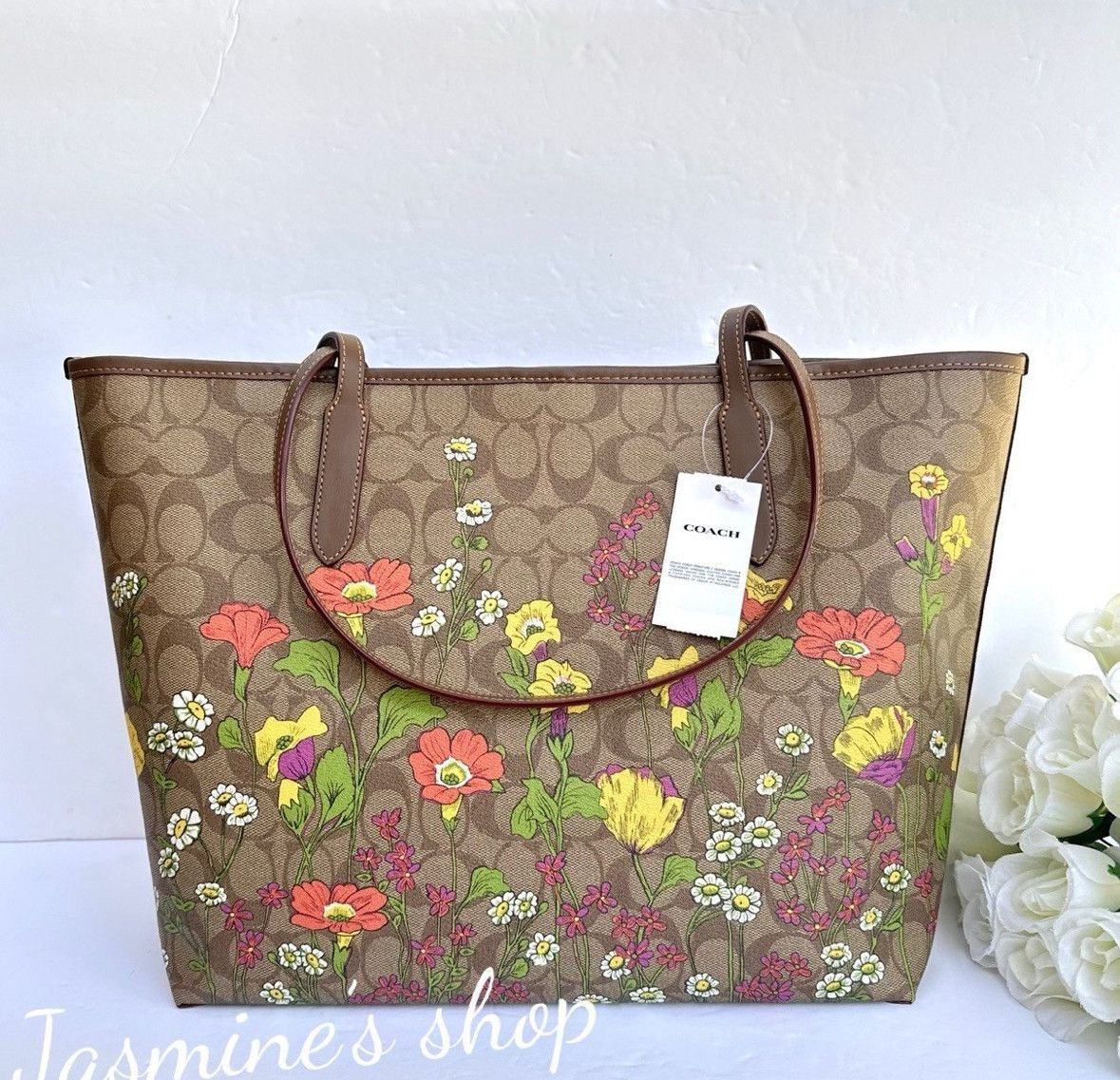 Coach reversible offers prairie flower print tote Coach