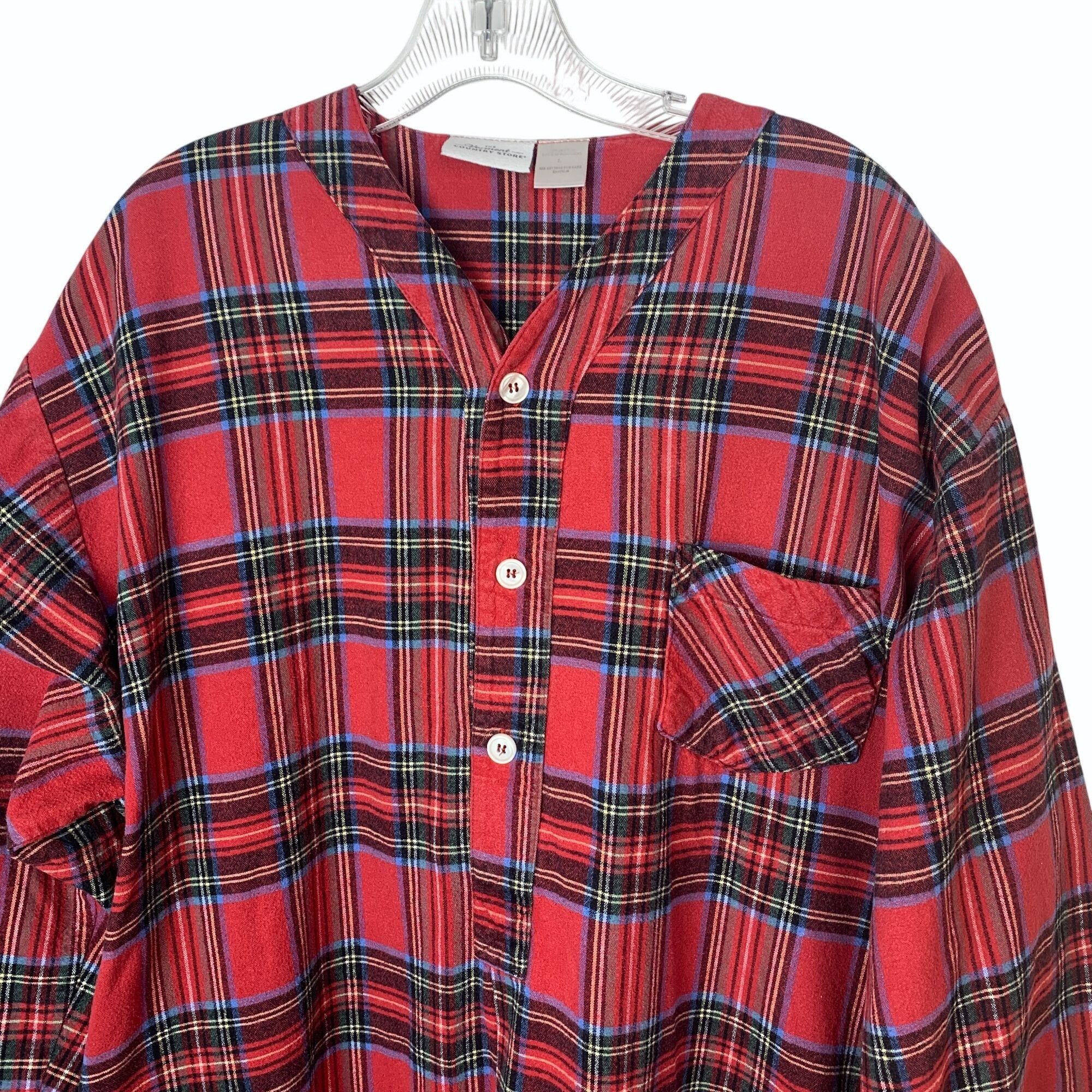 Vintage Mens Red Plaid Portuguese Flannel Nightshirt Size Large Verm Size US L / EU 52-54 / 3 - 2 Thumbnail