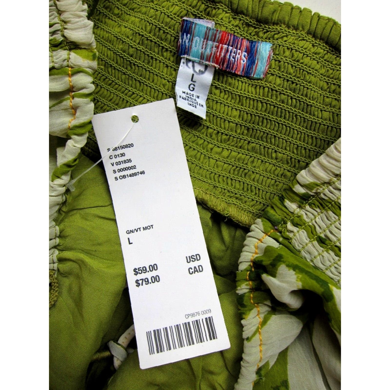 NWT Urban Outfitters Green White Hawaiian Floral Halter Tank Slip Sun Dress  L