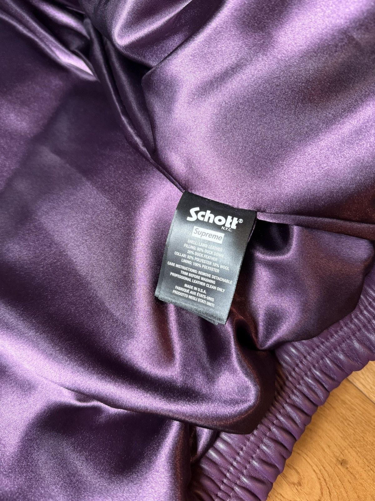 Schott × Supreme Supreme Schott Chevron Leather Down Puffer Jacket Size US XL / EU 56 / 4 - 6 Thumbnail