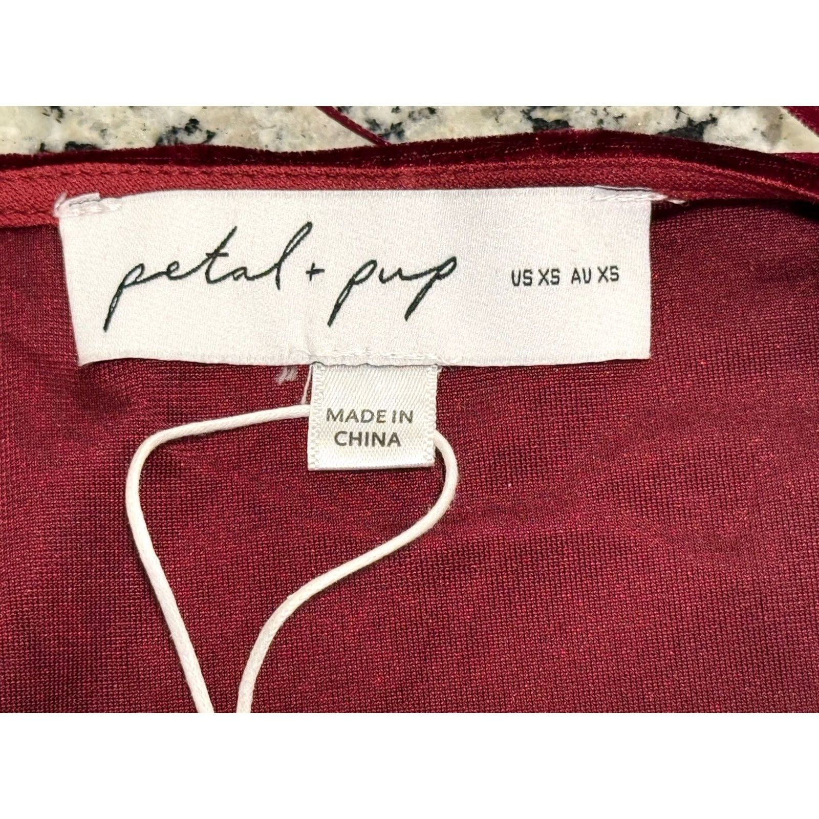 Velvet Petal and Pup Darby Dress Midi Velvet Wrap Dress Long Sleeve Burgundy XS NWT Womens Size XS / US 0-2 / IT 36-38 - 7 Thumbnail