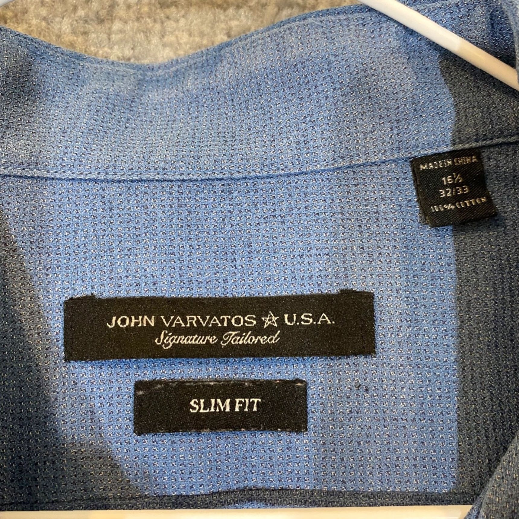 John Varvatos John Varvatos Shirt Mens 16.5 32/33 Slim Fit Button-Up Blue L/S Collared Dress Top USA Men Slim Casual Business Workwear Shirt Size US XL / EU 56 / 4 - 2 Thumbnail