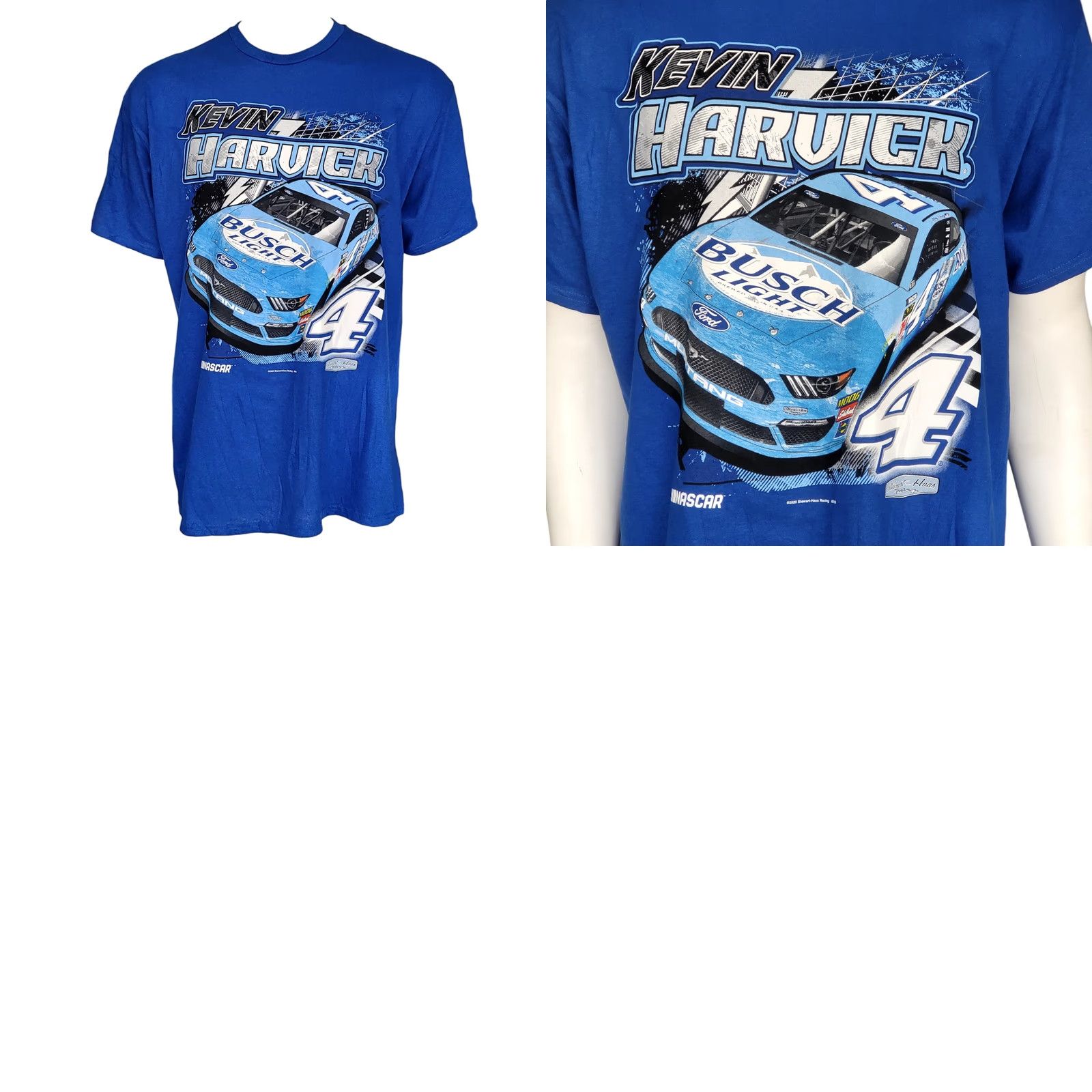 NASCAR NASCAR Kevin Harvick Busch Light T-Shirt XL Stewart-Haas Racing Vintage Blue Graphic Print NASCAR Theme Winner XL Mens Size US XL / EU 56 / 4 - 8 Thumbnail