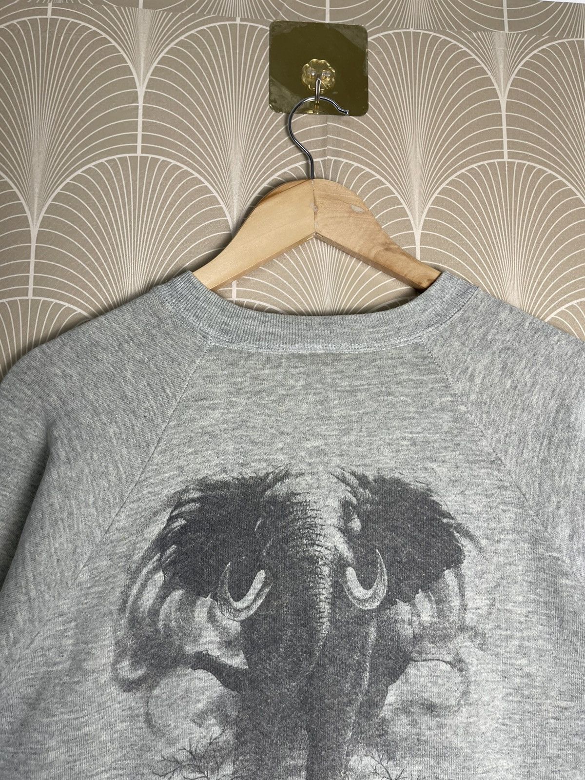 Jungles × Vintage VINTAGE 90s KHAKI JUNGLE ELEPHANT BIG PRINT CRENECK Size US L / EU 52-54 / 3 - 18 Thumbnail