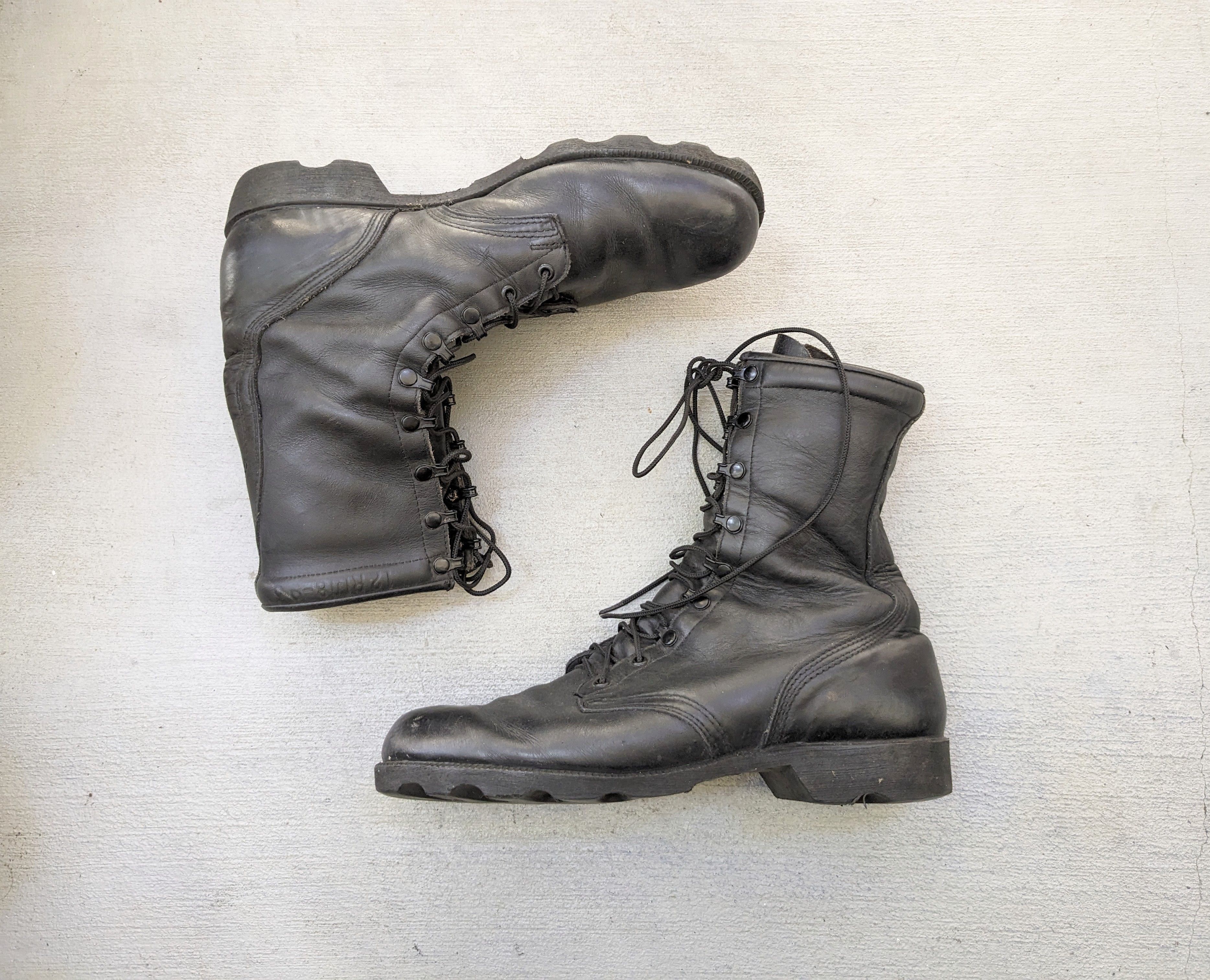 Vintage Vintage Combat Boots Black 12 Leather Biker Chunky Rubber Size US 12 / EU 45 - 1 Thumbnail