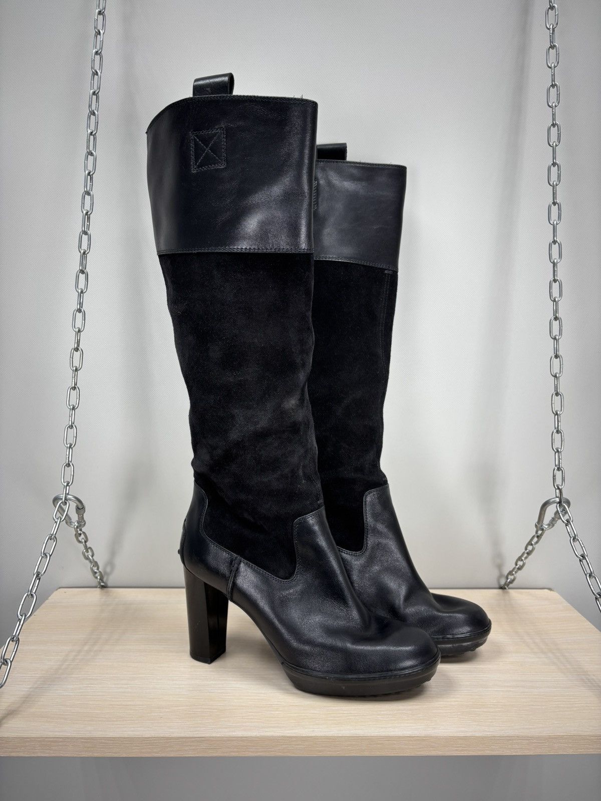 Tod's Womens leather boots TODS Size 38 1/2 Color Black Size US 8.5 / IT 38.5 - 3 Thumbnail