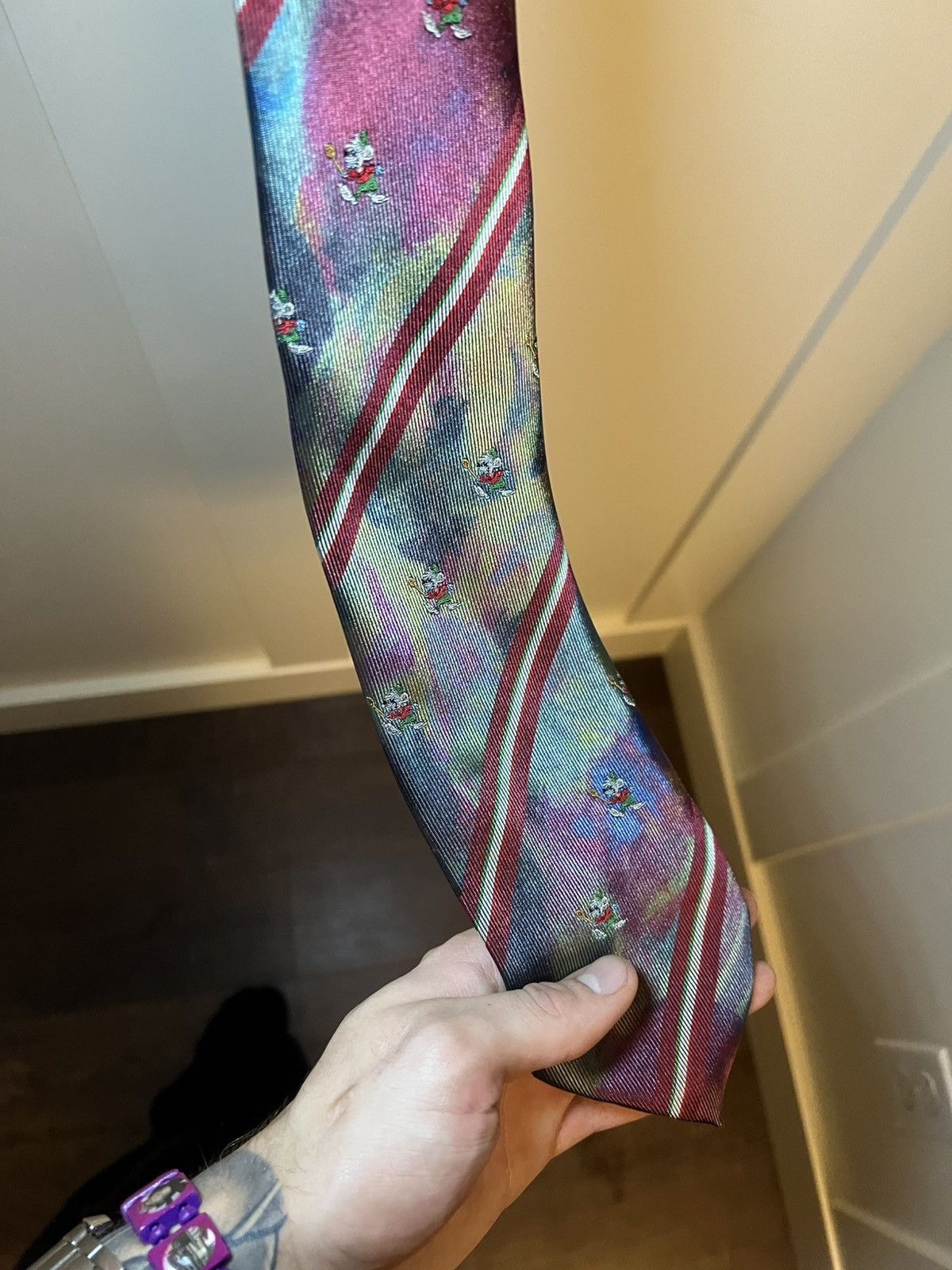Vintage Vintage Svilanit Italian mouse flag multi colour necktie Size ONE SIZE - 4 Thumbnail